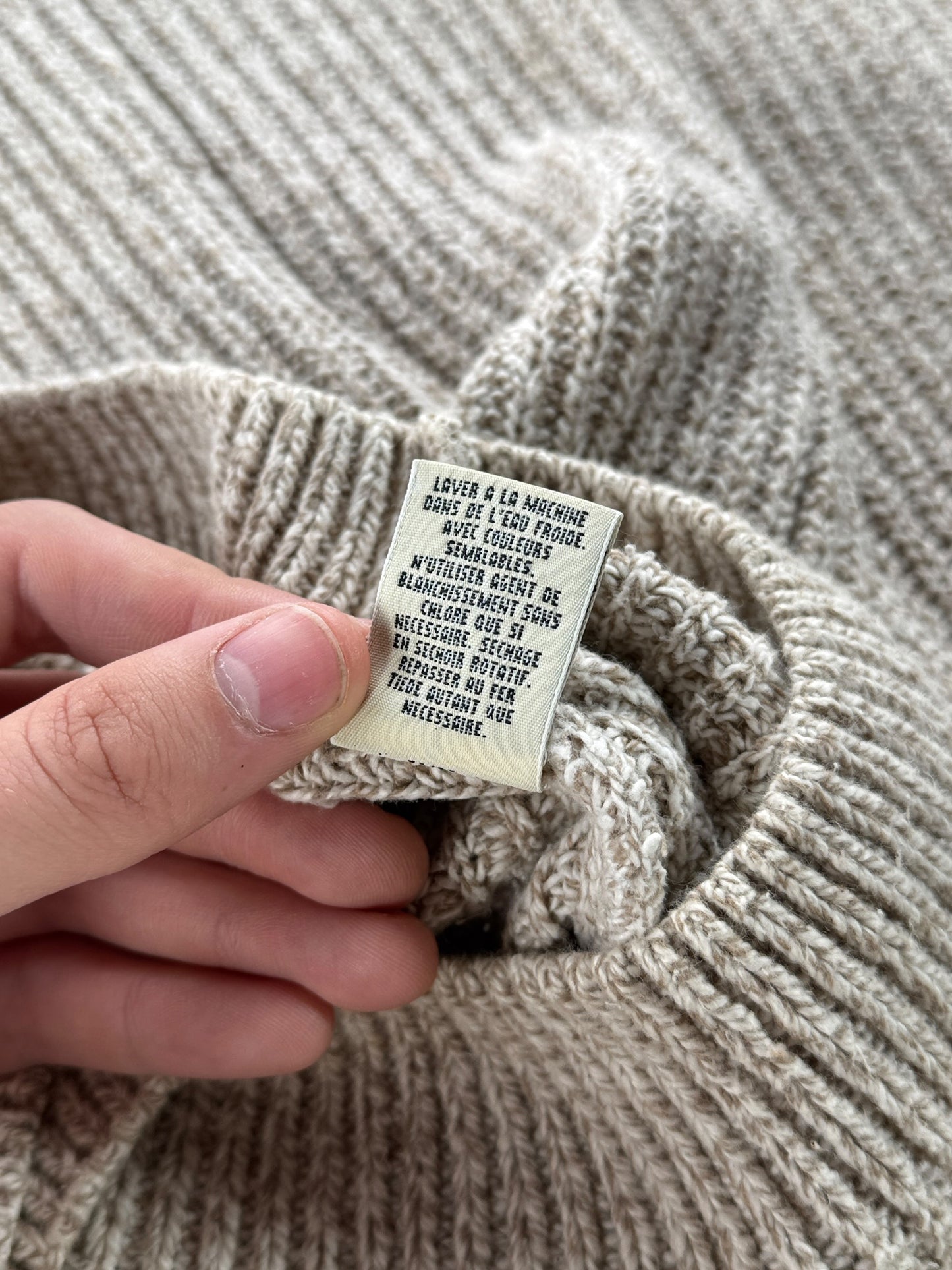 Inner tags on Vintage Eddie Bauer Henley Style Sweater SZ S (Fits XL)