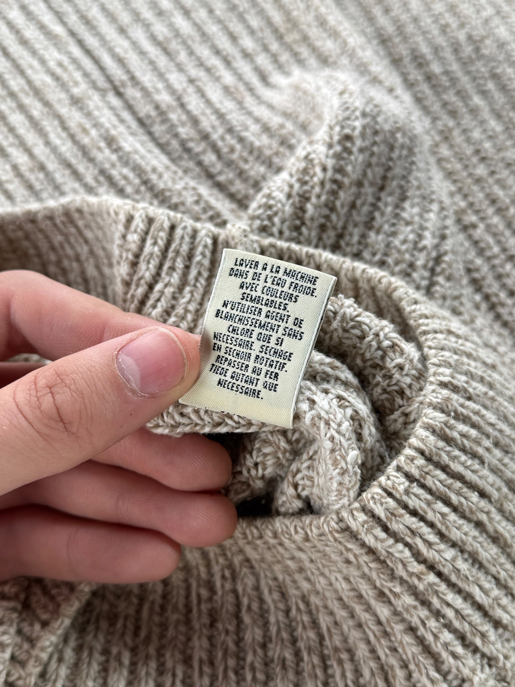 Inner tags on Vintage Eddie Bauer Henley Style Sweater SZ S (Fits XL)