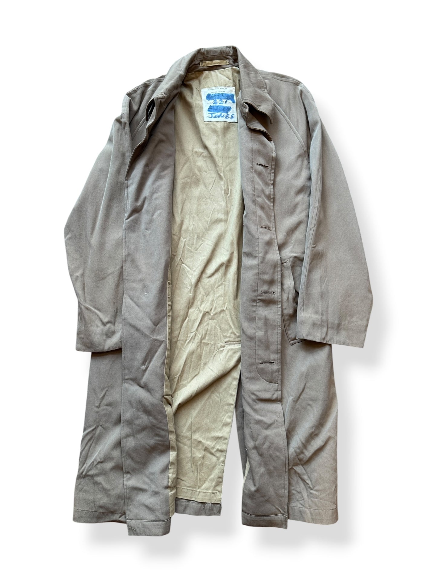 Inside of Vintage Wool Gabardine Trench Coat SZ L