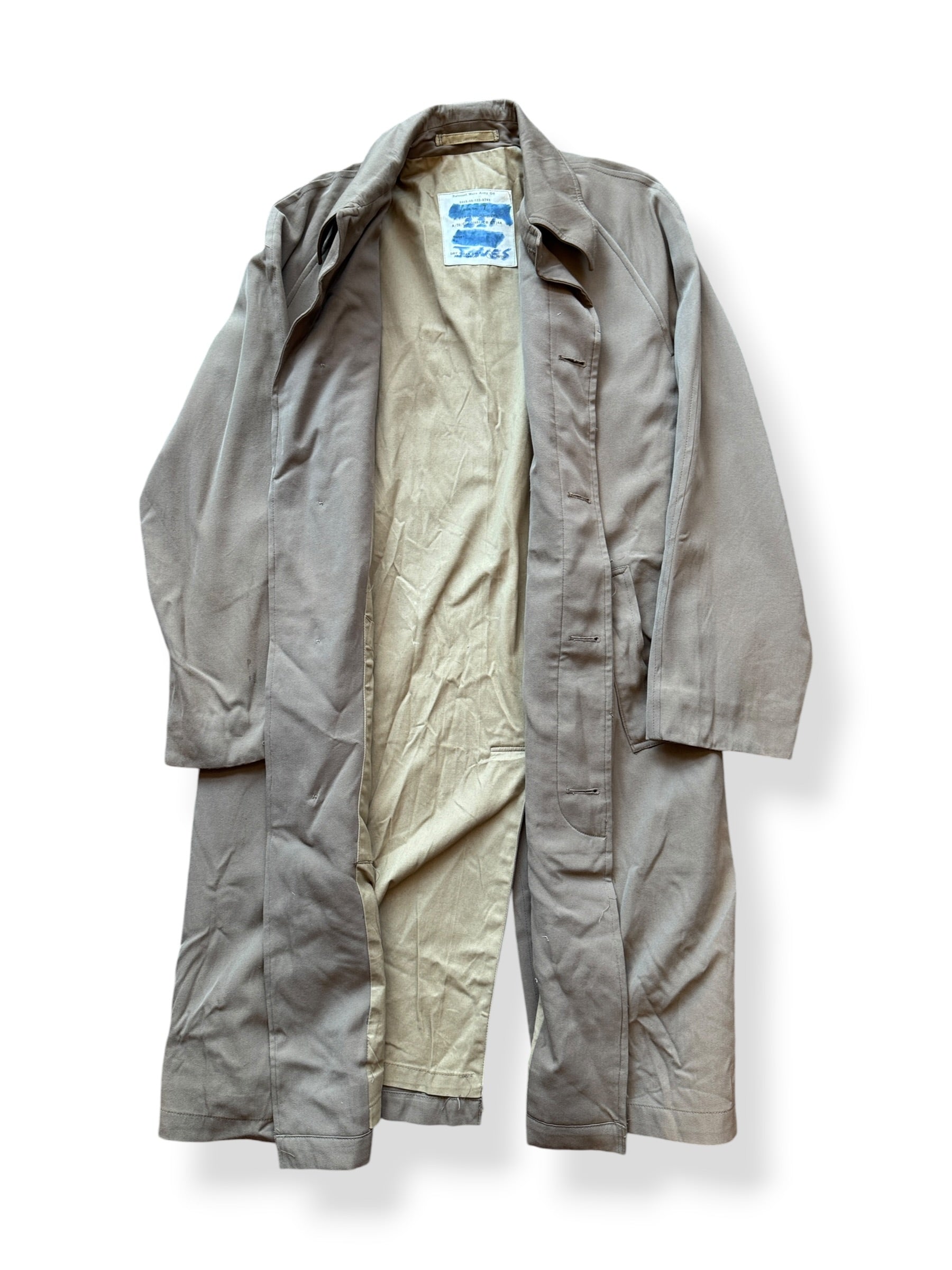 Inside of Vintage Wool Gabardine Trench Coat SZ L