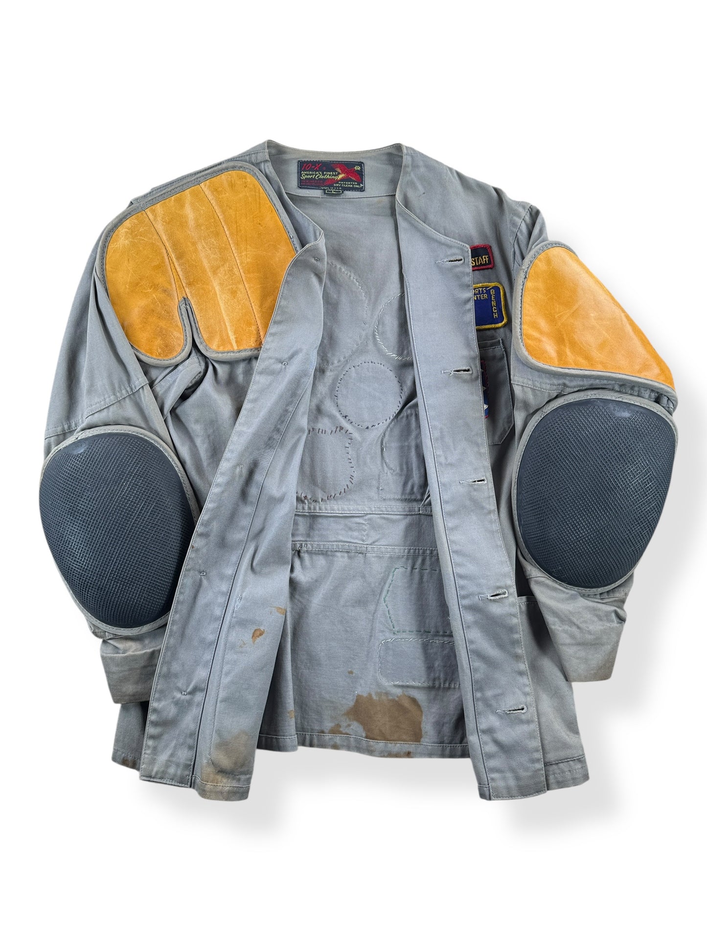 Inside of Vintage 10-X Shooting Jacket w/ Patches SZ L (Fits S)