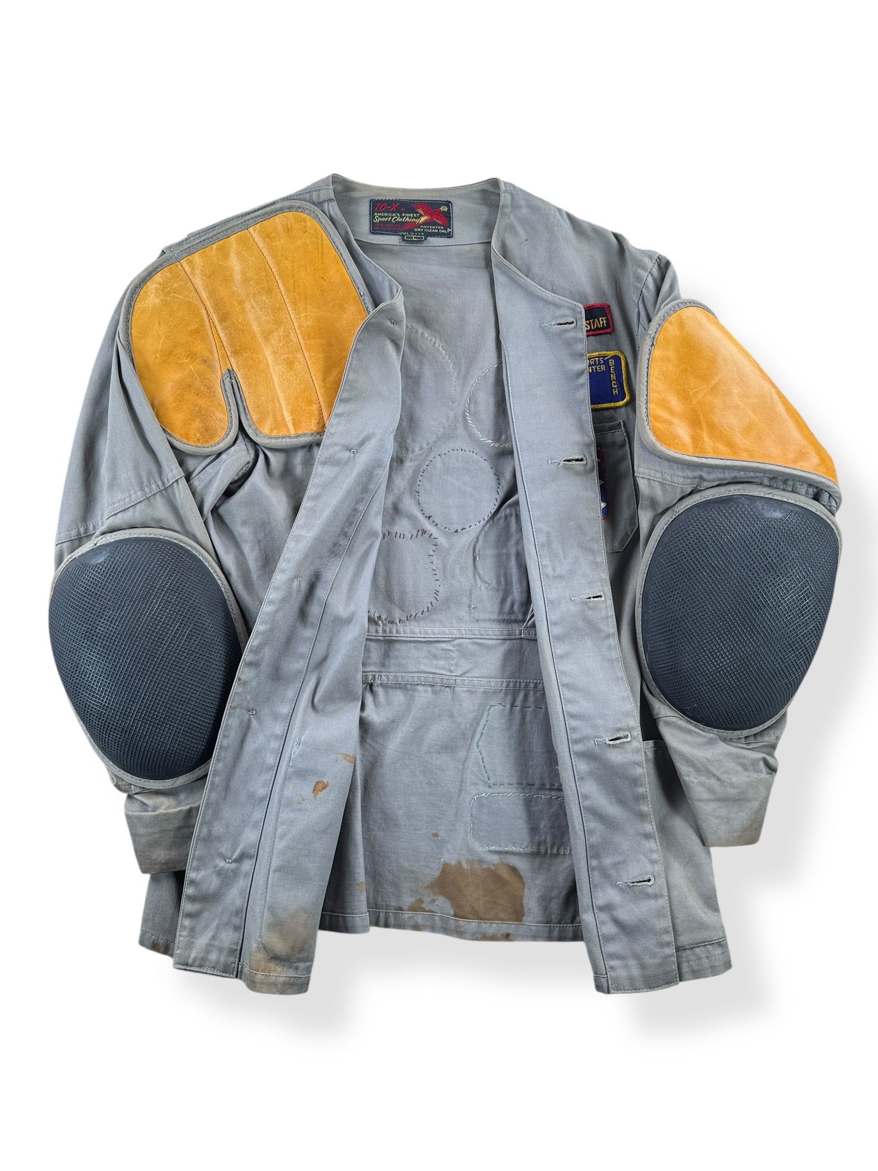 Inside of Vintage 10-X Shooting Jacket w/ Patches SZ L (Fits S)