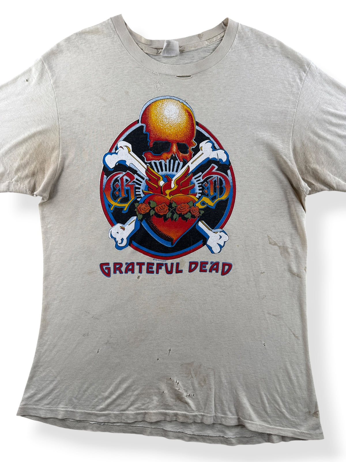 Close Up of Vintage 1980 Grateful Dead Reckoning Tee SZ XL