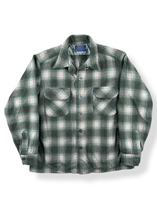 Front of Vintage Pendleton Green and Tan Board Shirt SZ M