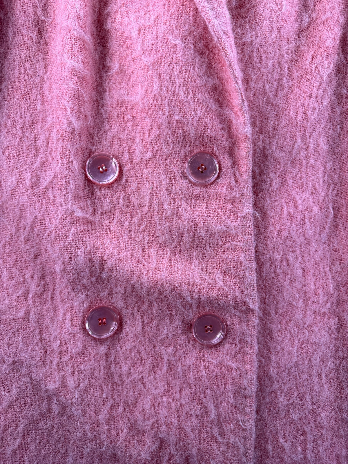 Buttons on front of Vintage 60s Bubblegum Mohair Coat SZ S