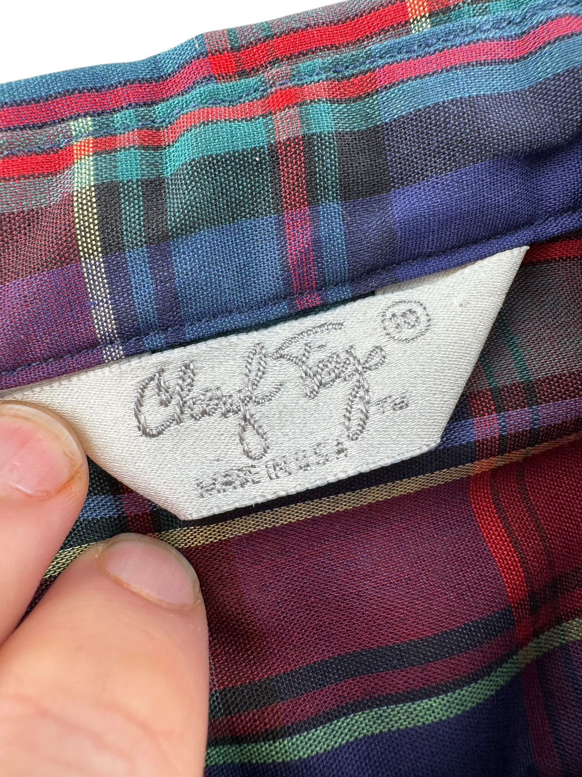Tag on Vintage Cheryl Tiegs Plaid Puff Sleeve Blouse SZ 10