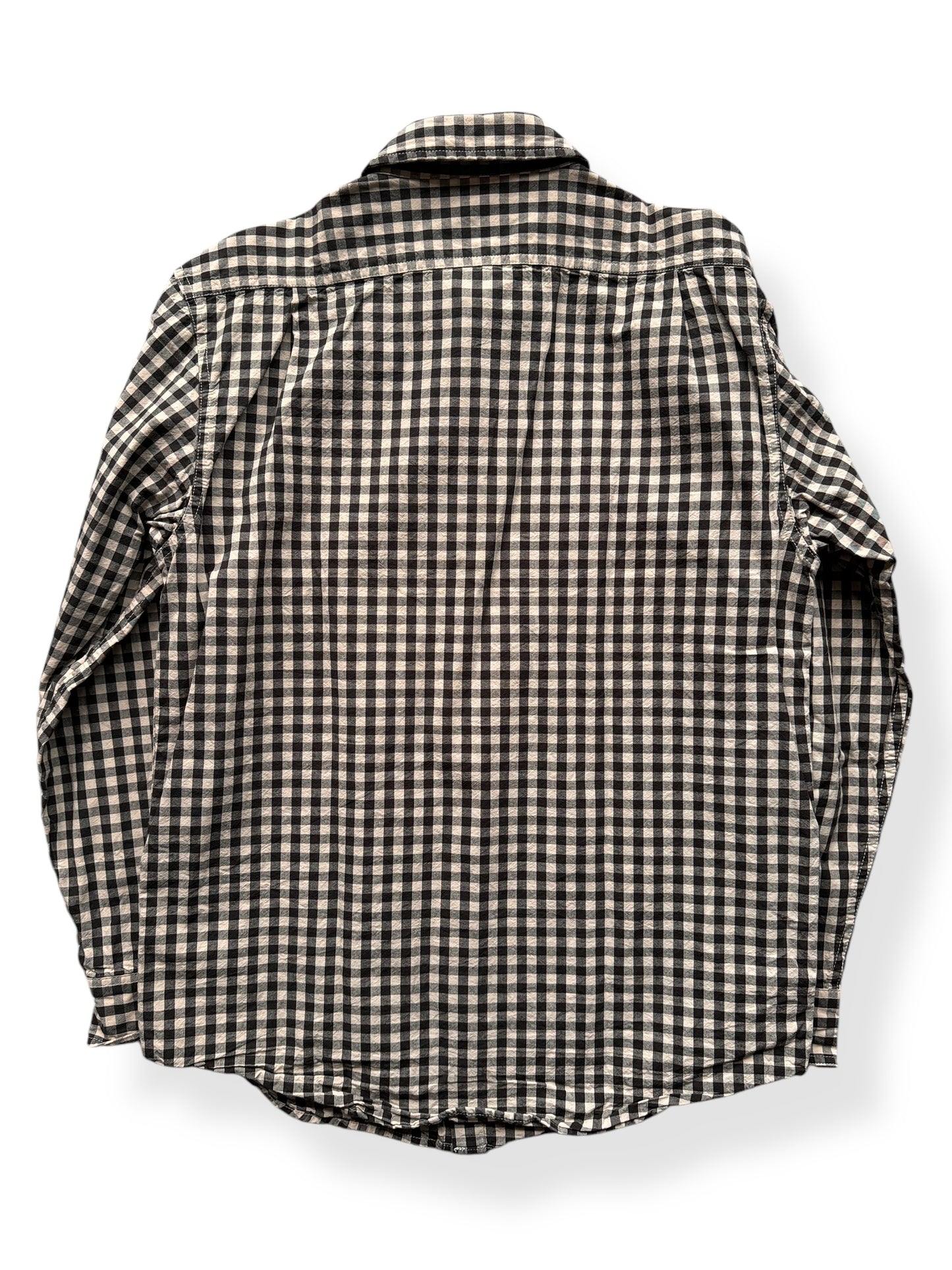 Back of Filson Black Tan Gingham Shirt SZ S