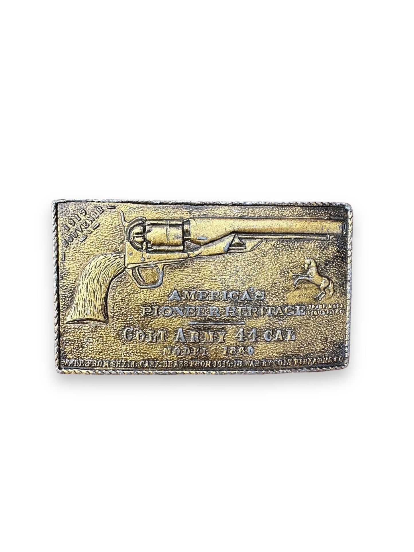 Front View of Vintage Colt Army 44 Cal Belt Buckle