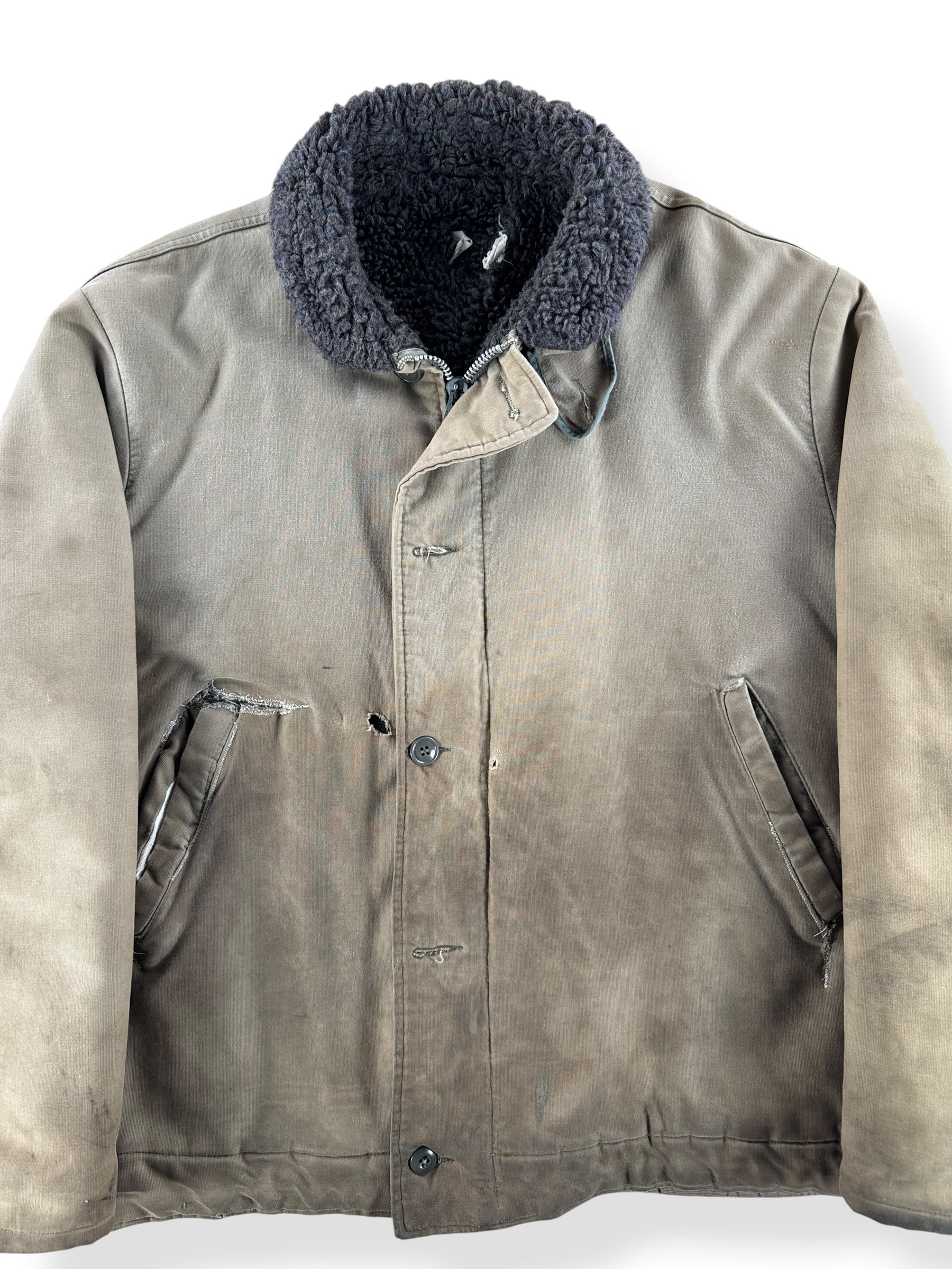 Front Close Up of Vintage Salty Civilian N-1 Deck Jacket SZ XXL