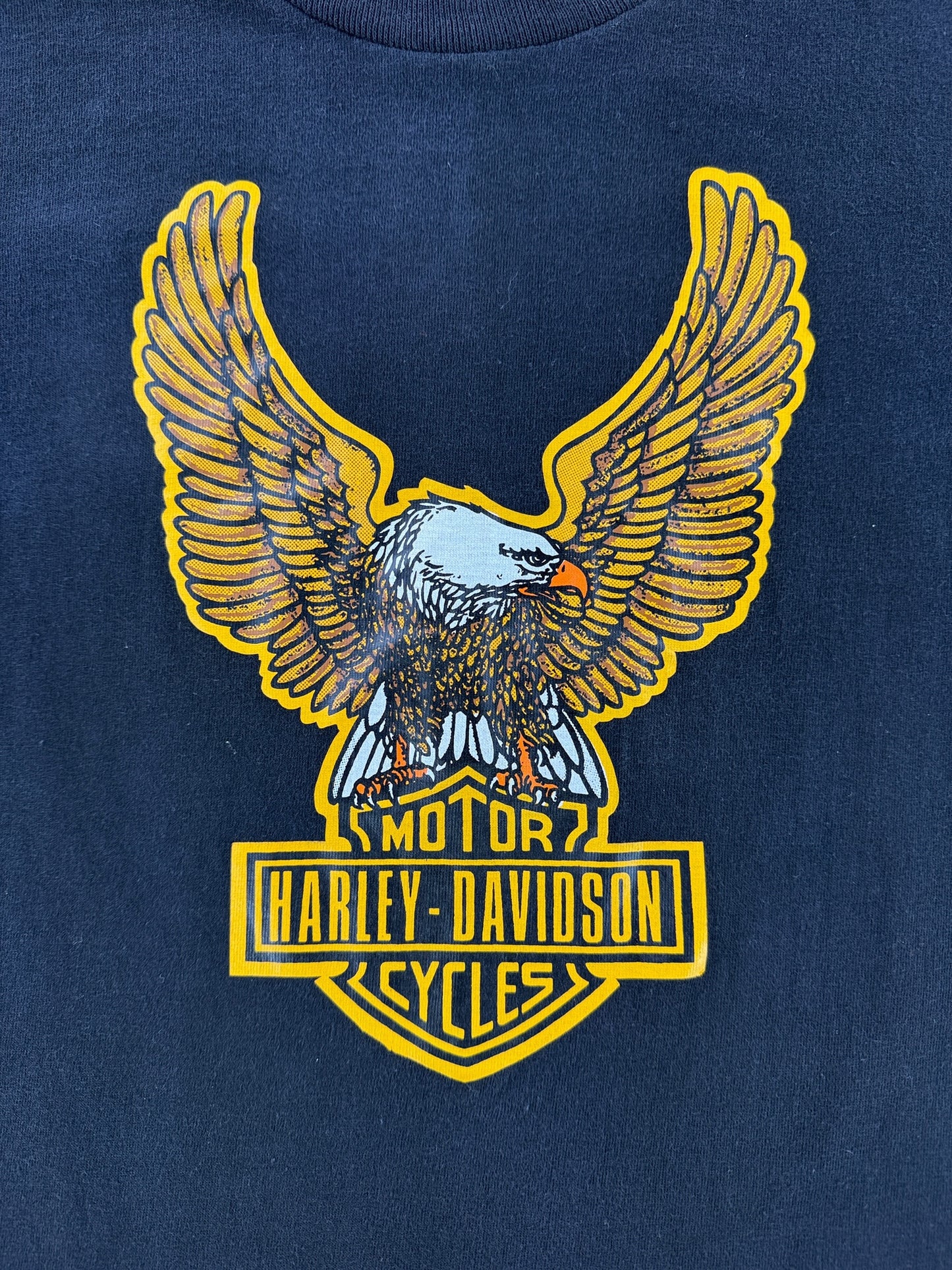 Graphic of Vintage Bellevue Harley Spread Eagle Tee SZ S (Fits XS)