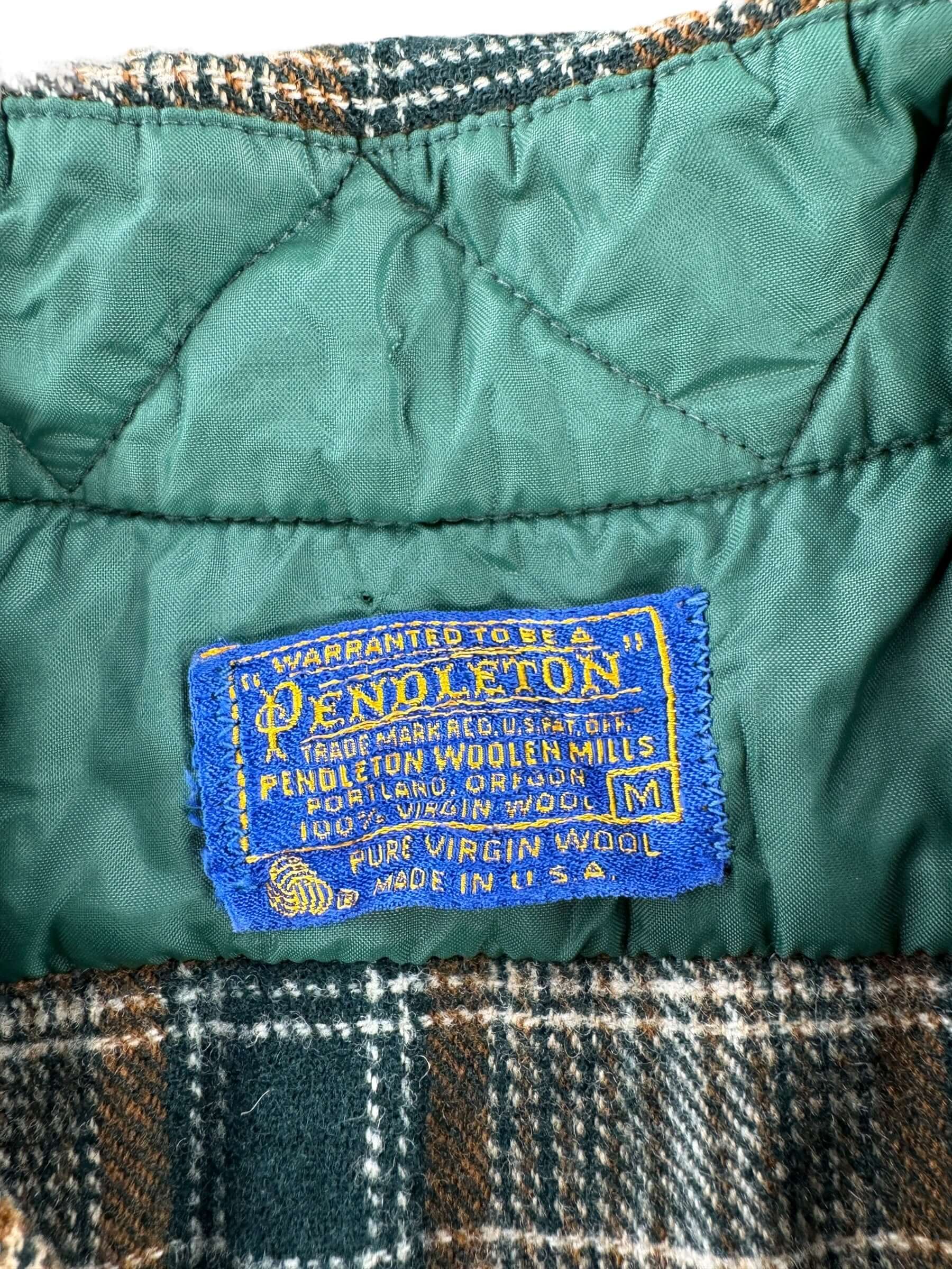 Label on Vintage Cropped Pendleton Flannel SZ M AS IS