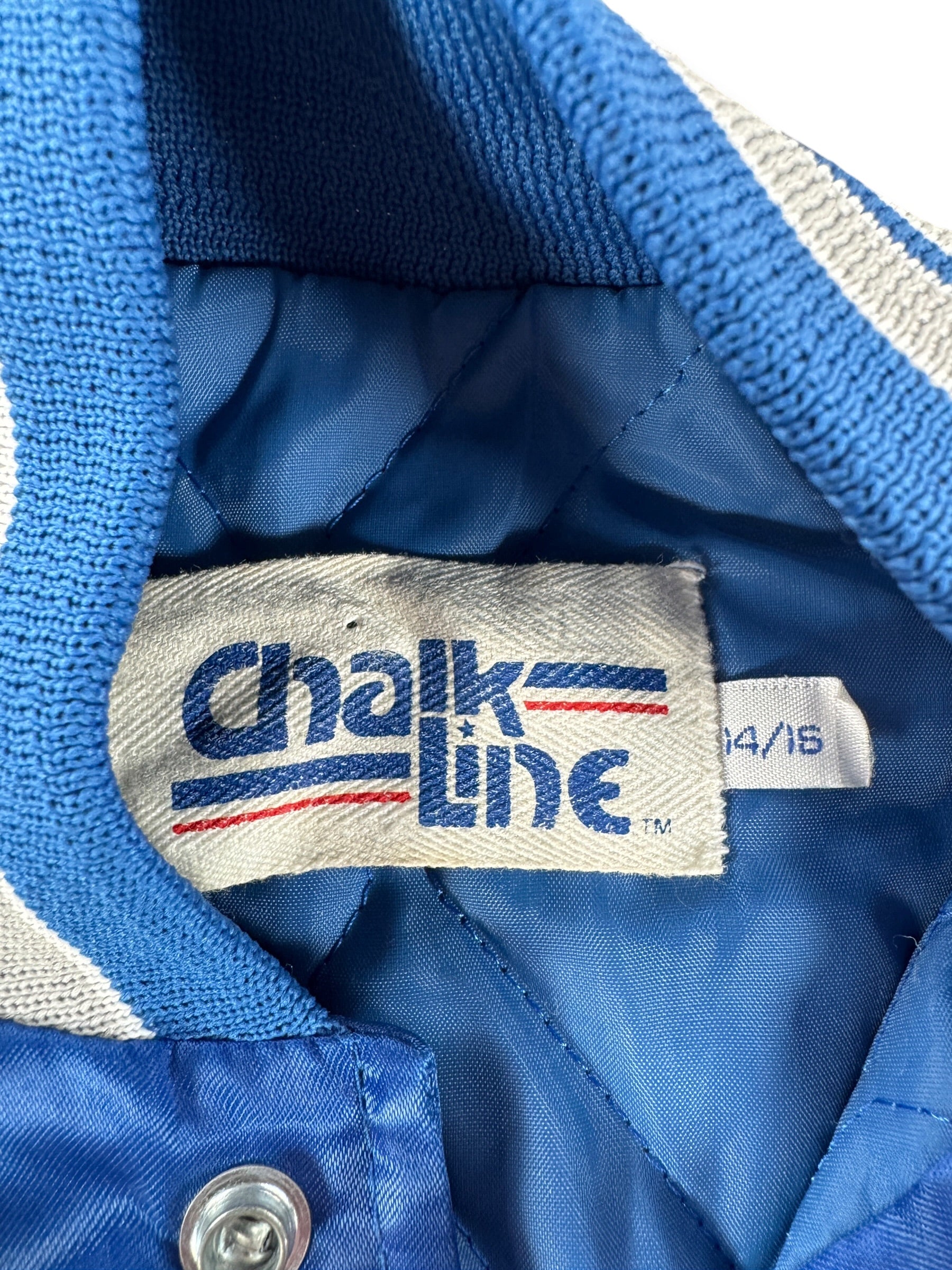 Label on Vintage Chalk Line Youth Seahawks Satin Jacket SZ 14/15 (Fits S)