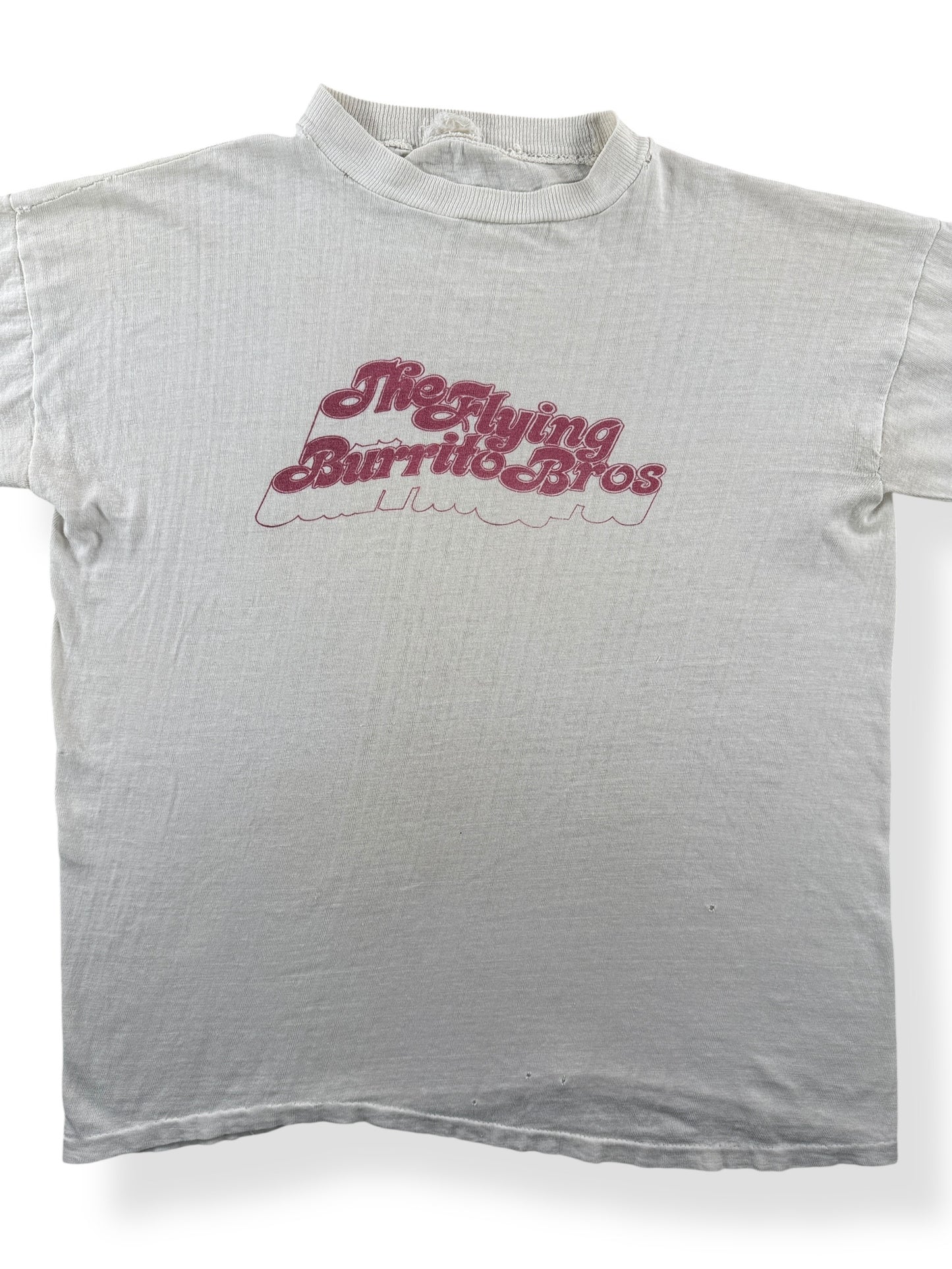 Front Close Up of Vintage 70s Era Flying Burrito Brothers Gram Parsons Tee SZ M