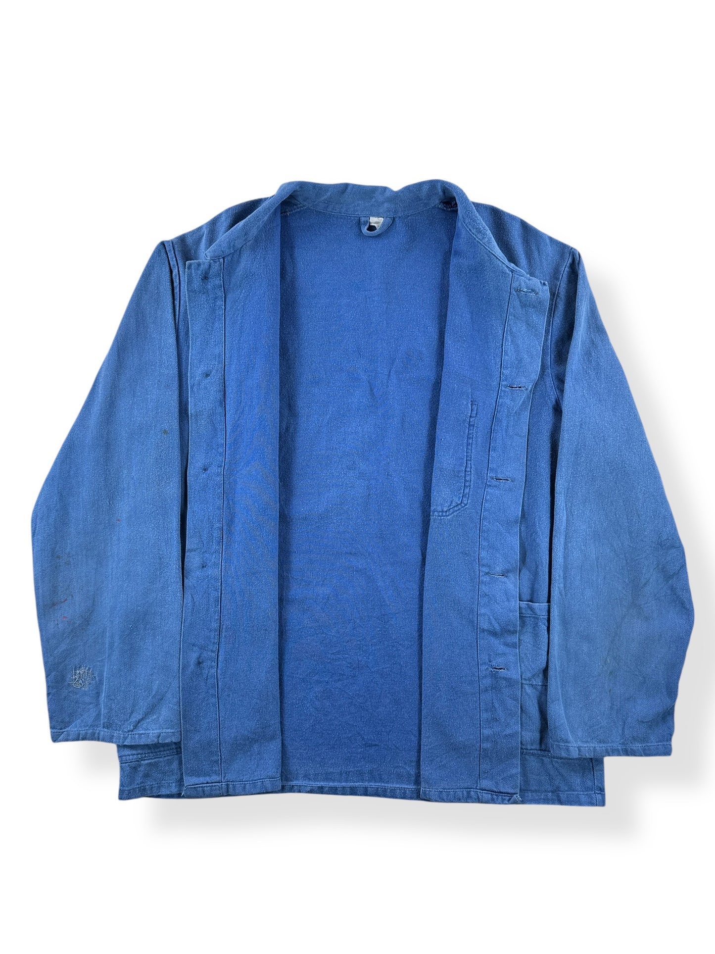 Inside of Vintage Royal Blue French Chore Coat SZ XL