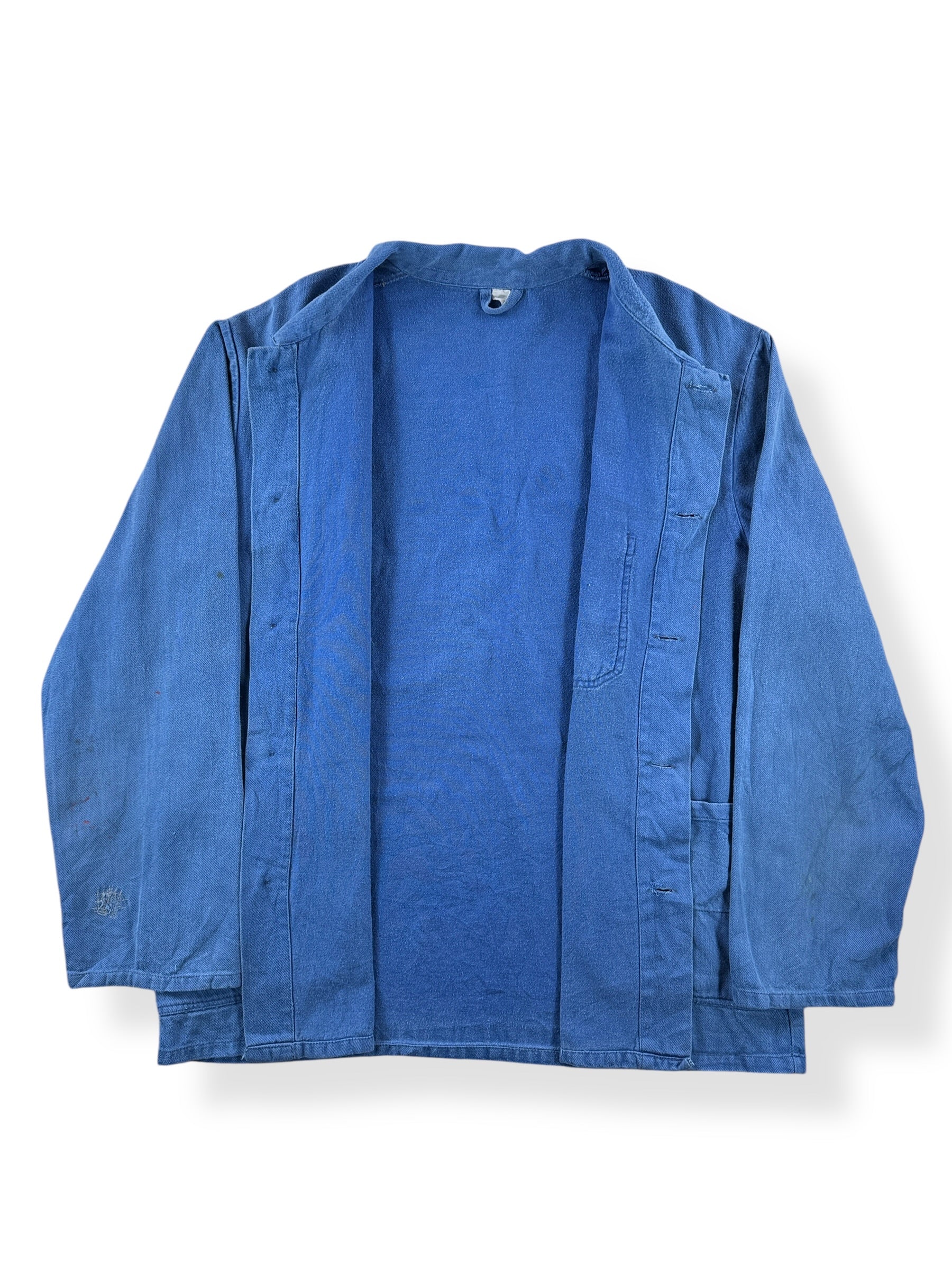 Inside of Vintage Royal Blue French Chore Coat SZ XL