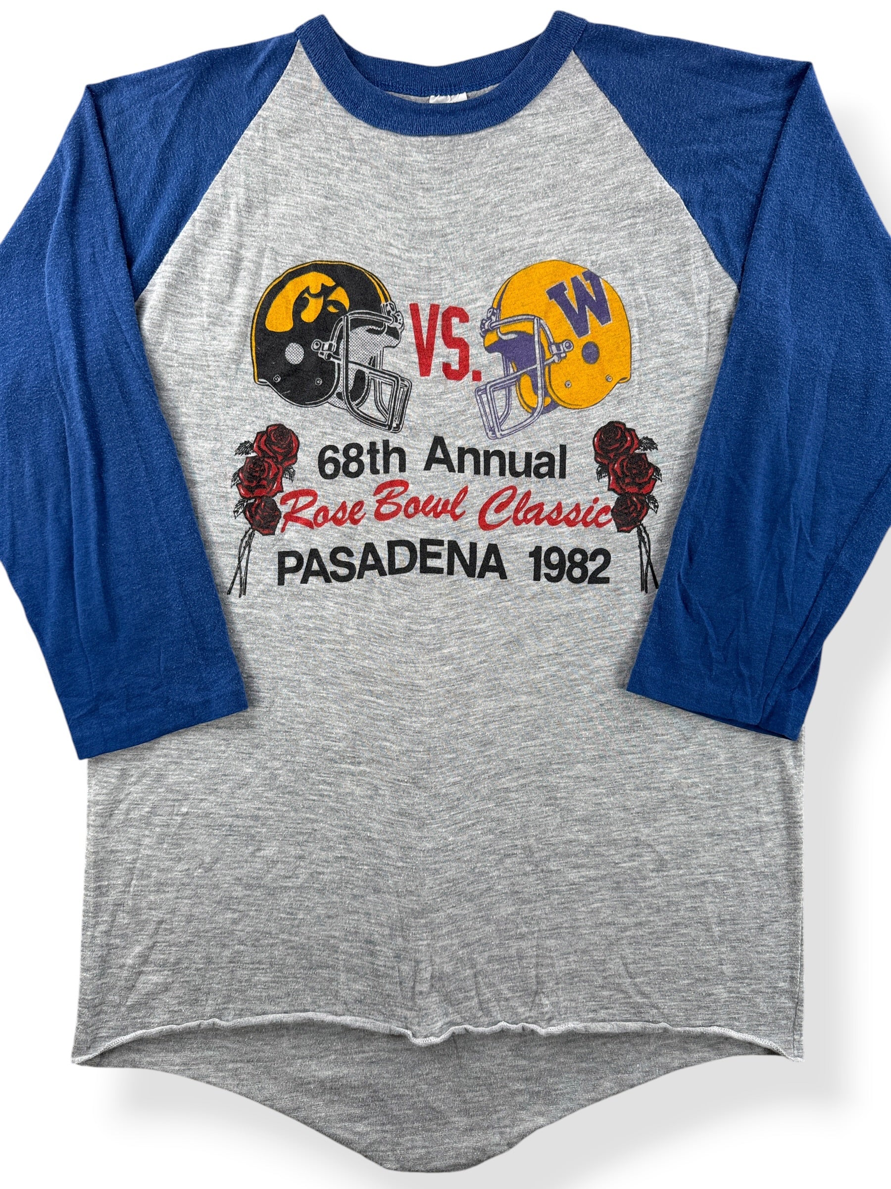 Close-up of Vintage 1982 Pasadena Rose Bowl UW Huskies Tee SZ XL (Fits M)