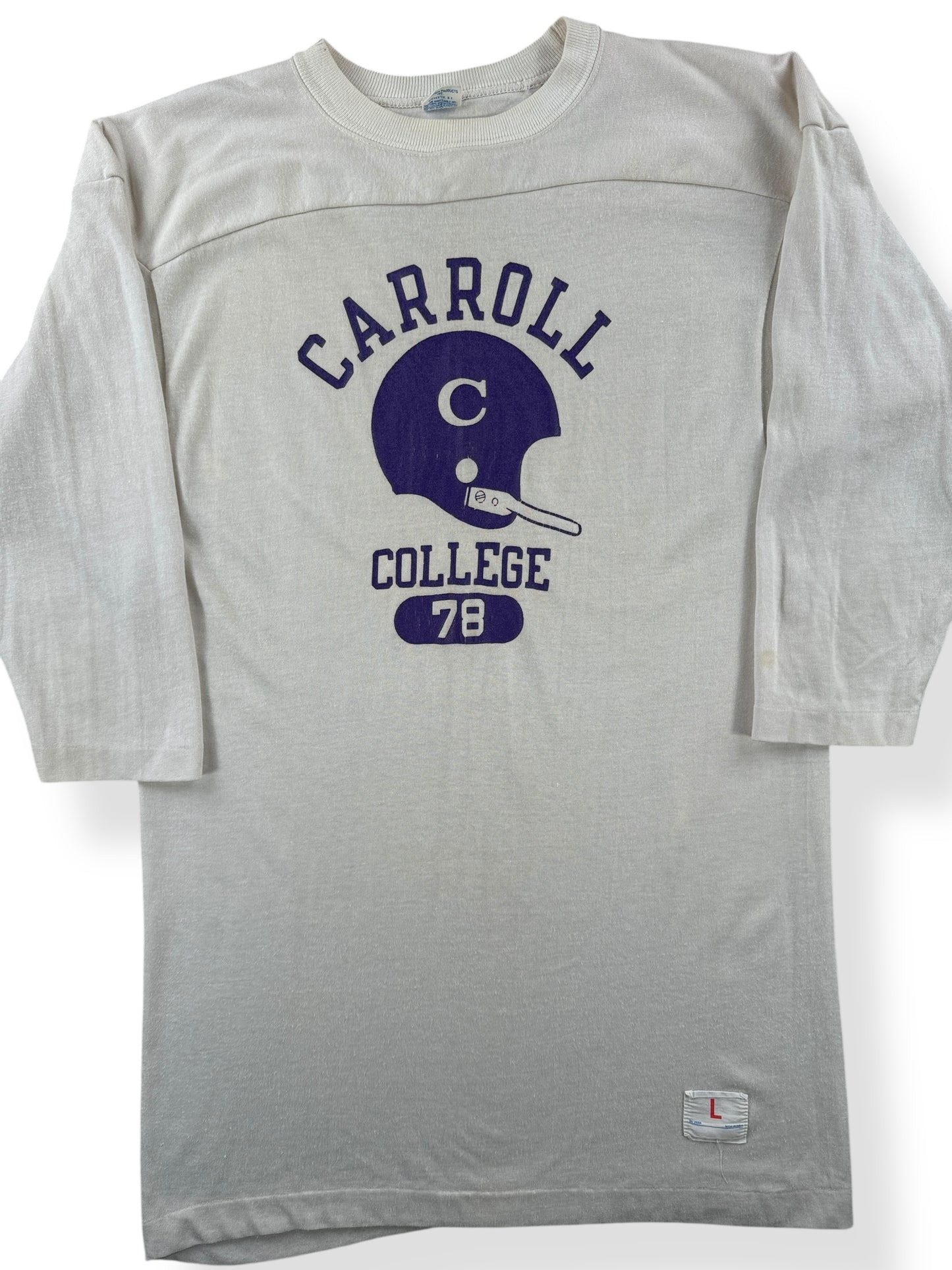 Front Close Up of Vintage Champion Durene Carrol College Jersey SZ M