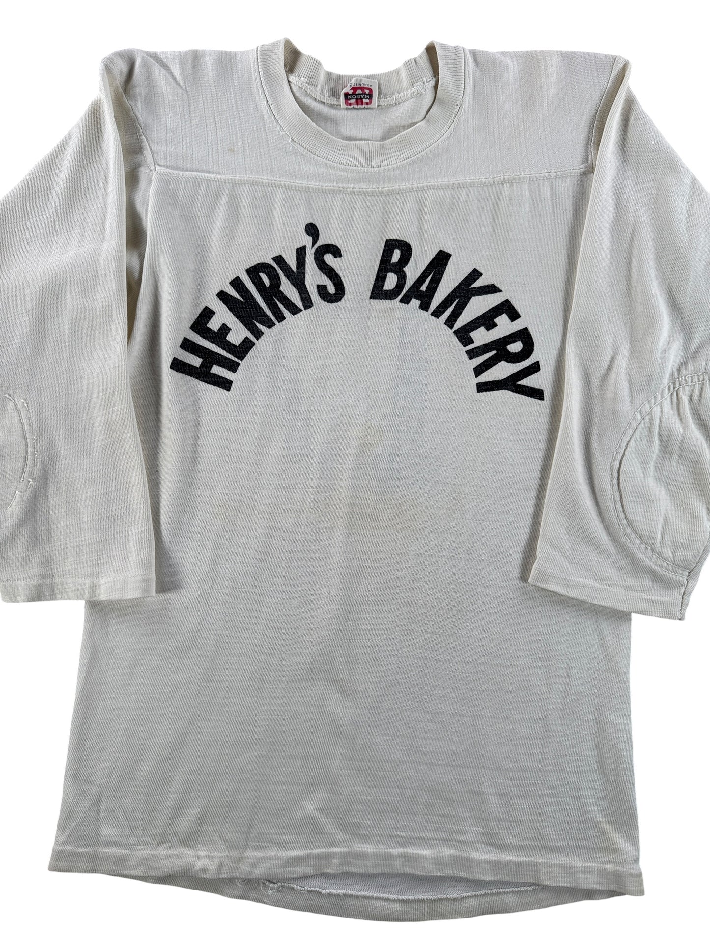 Front Close Up of Vintage 50s Henry's Bakery Jersey