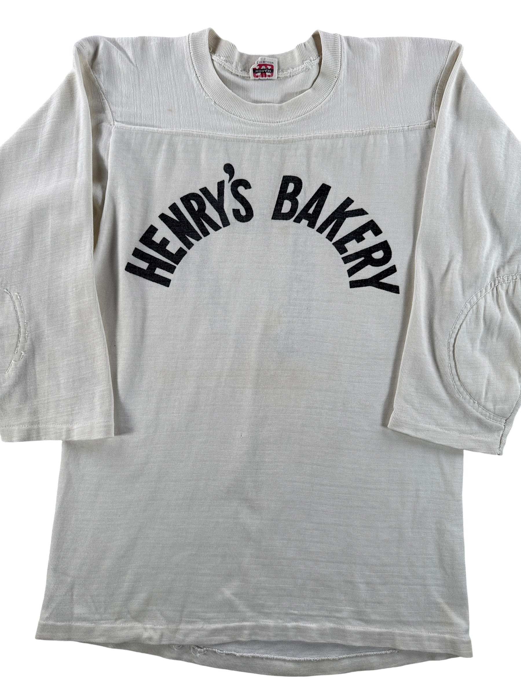 Front Close Up of Vintage 50s Henry's Bakery Jersey