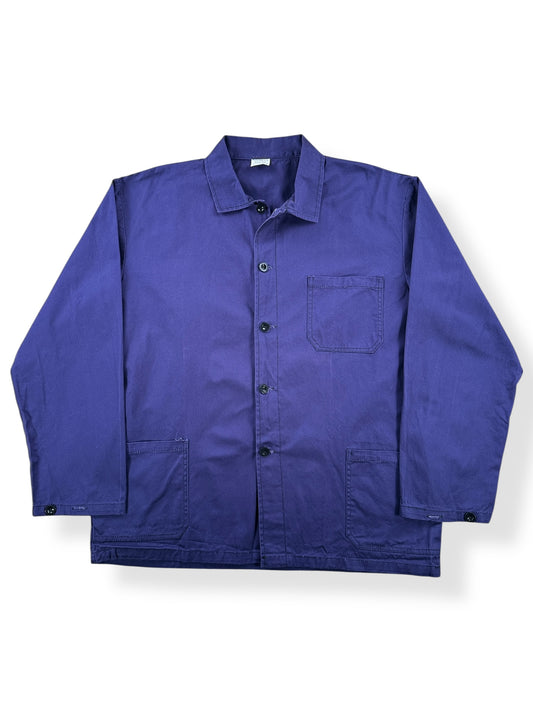 Front of Vintage Eggplant Colored French Chore Coat SZ XL