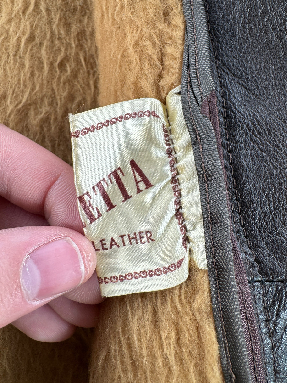 Back of tag on Vintage Beau Breed Brown Cafe Racer Jacket SZ 11