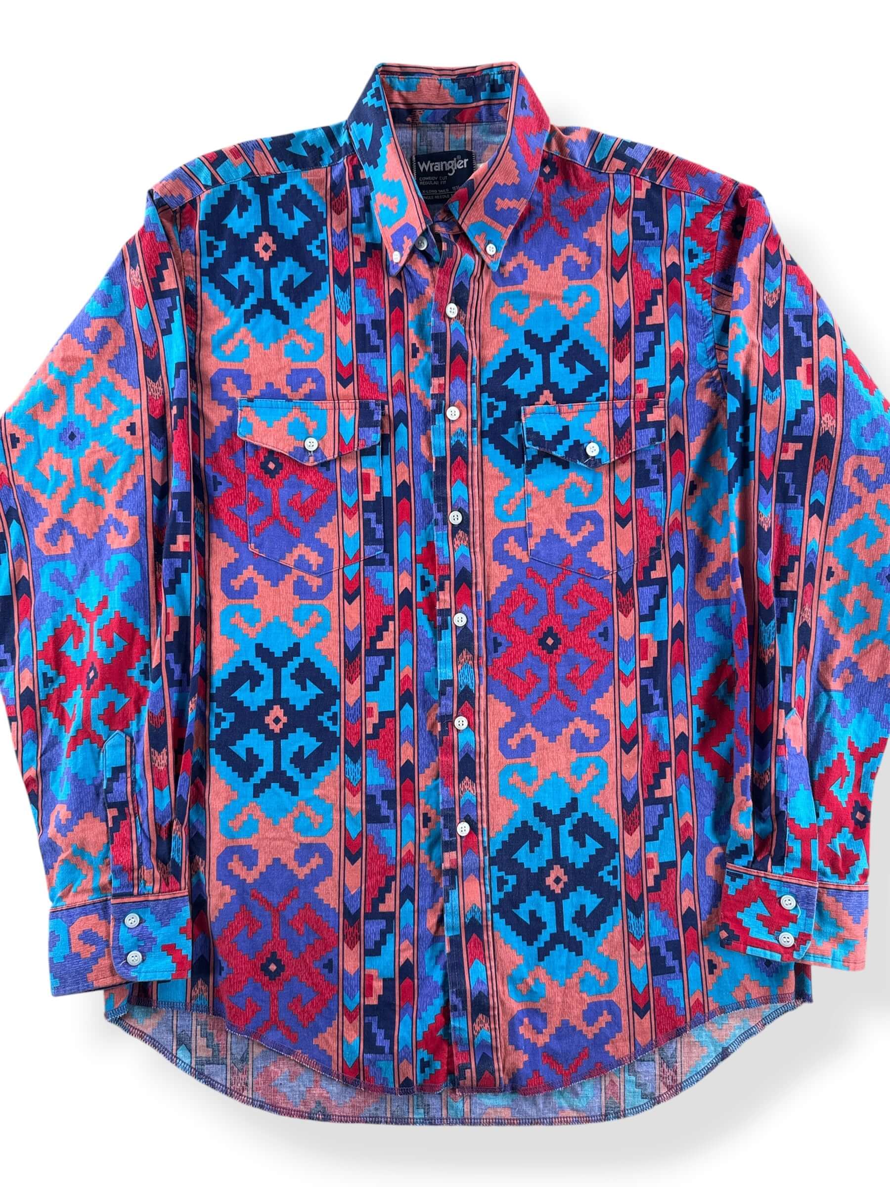 Front Close Up of Vintage Wrangler Brushpopper Shirt SZ 16 (Fits L)