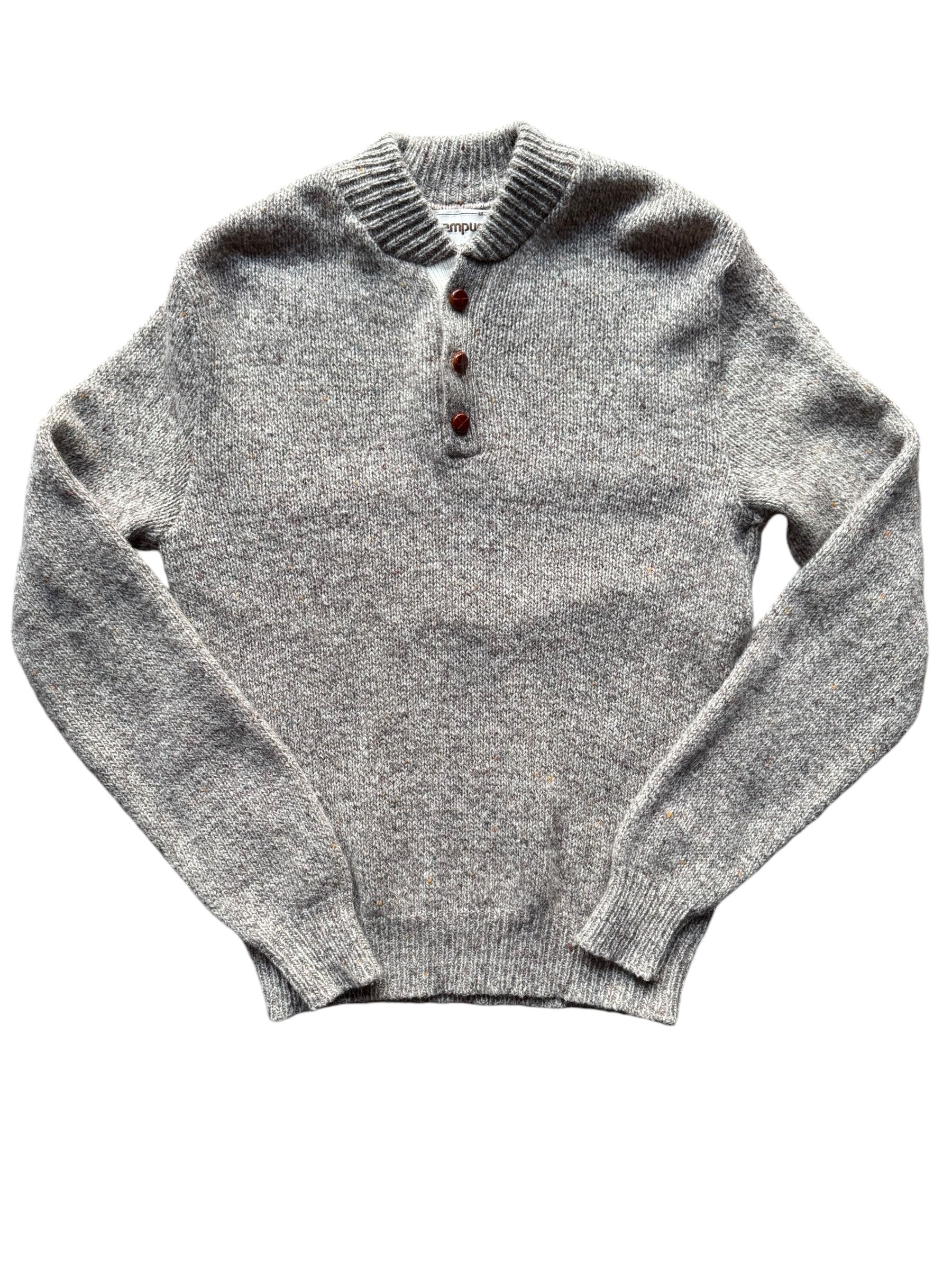 Front flat view of x1980s Campus Wool Oatmeal Sweater M