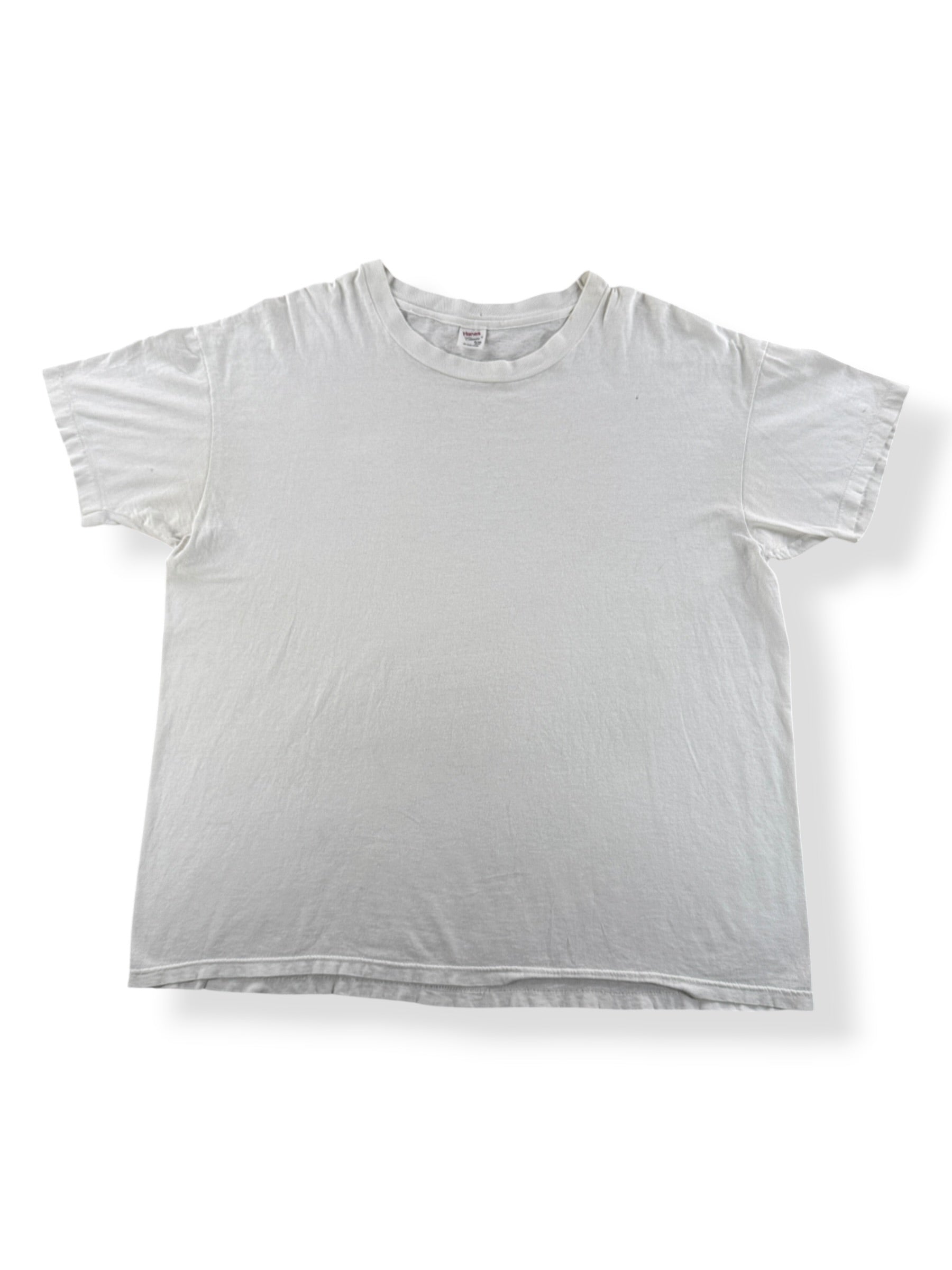 Front of Vintage Hanes 100% Cotton White Blank Tee SZ XL