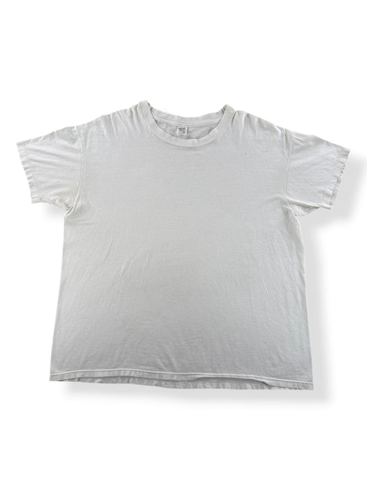 Front of Vintage Hanes 100% Cotton White Blank Tee SZ XL