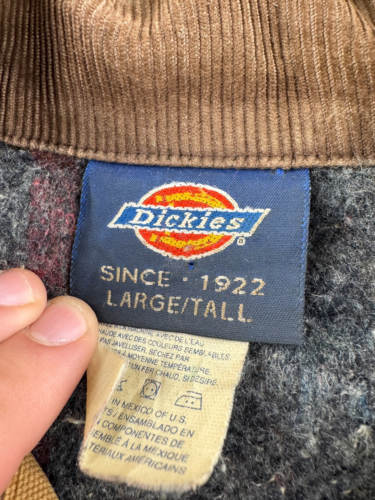 Tags on Vintage 1990s Dickies Detroit Style Workwear Jacket L
