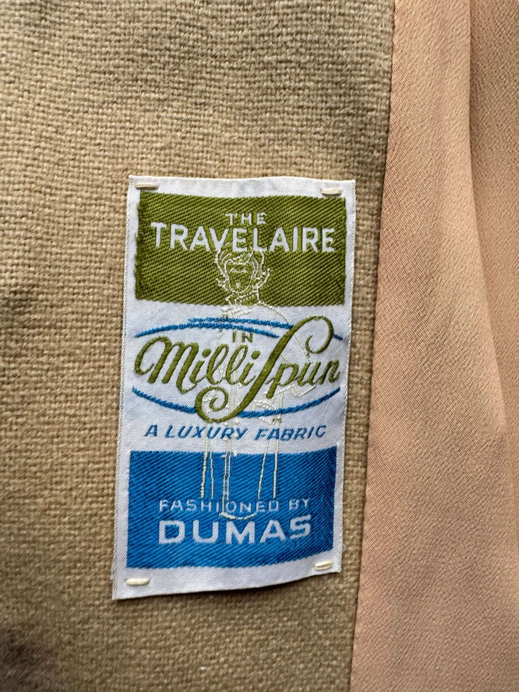 tag view of 1960s 'The Travelaire' Beige Wool Coat M-XL