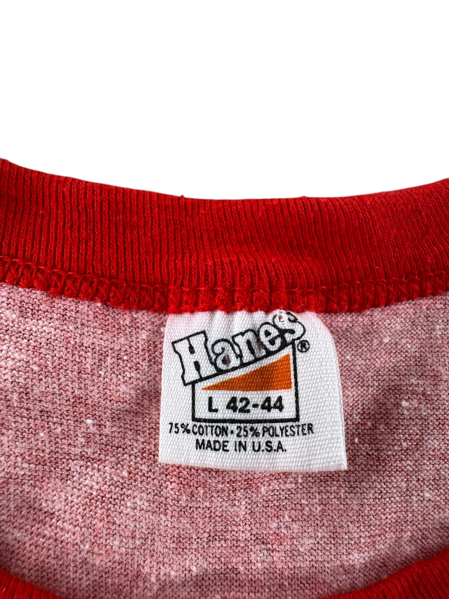 Tag on Vintage 70s Era Hanes Dig 'Em Construction Ringer SZ L (Fits M)