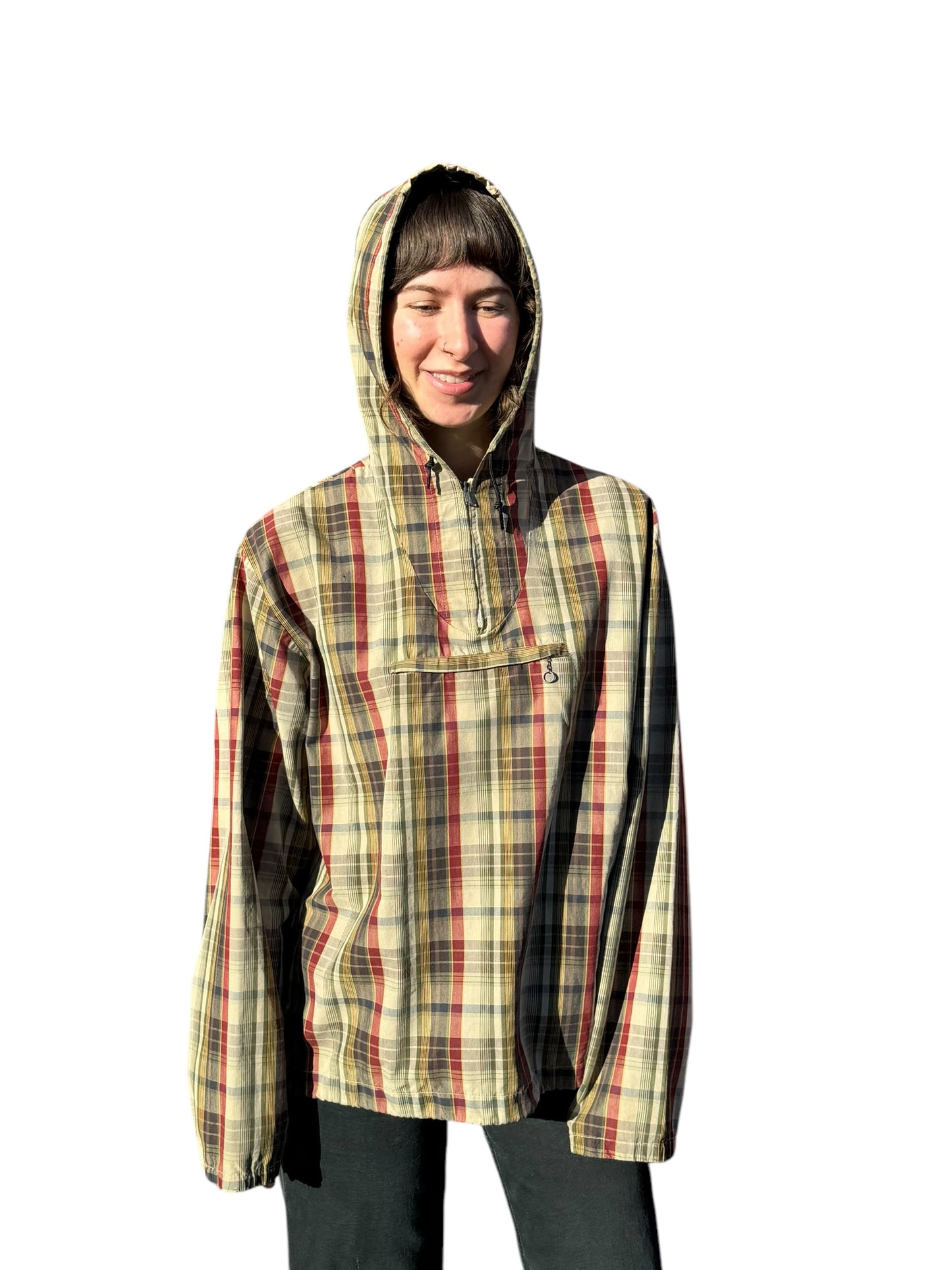 Front view of 1960s Plaid Anorak M