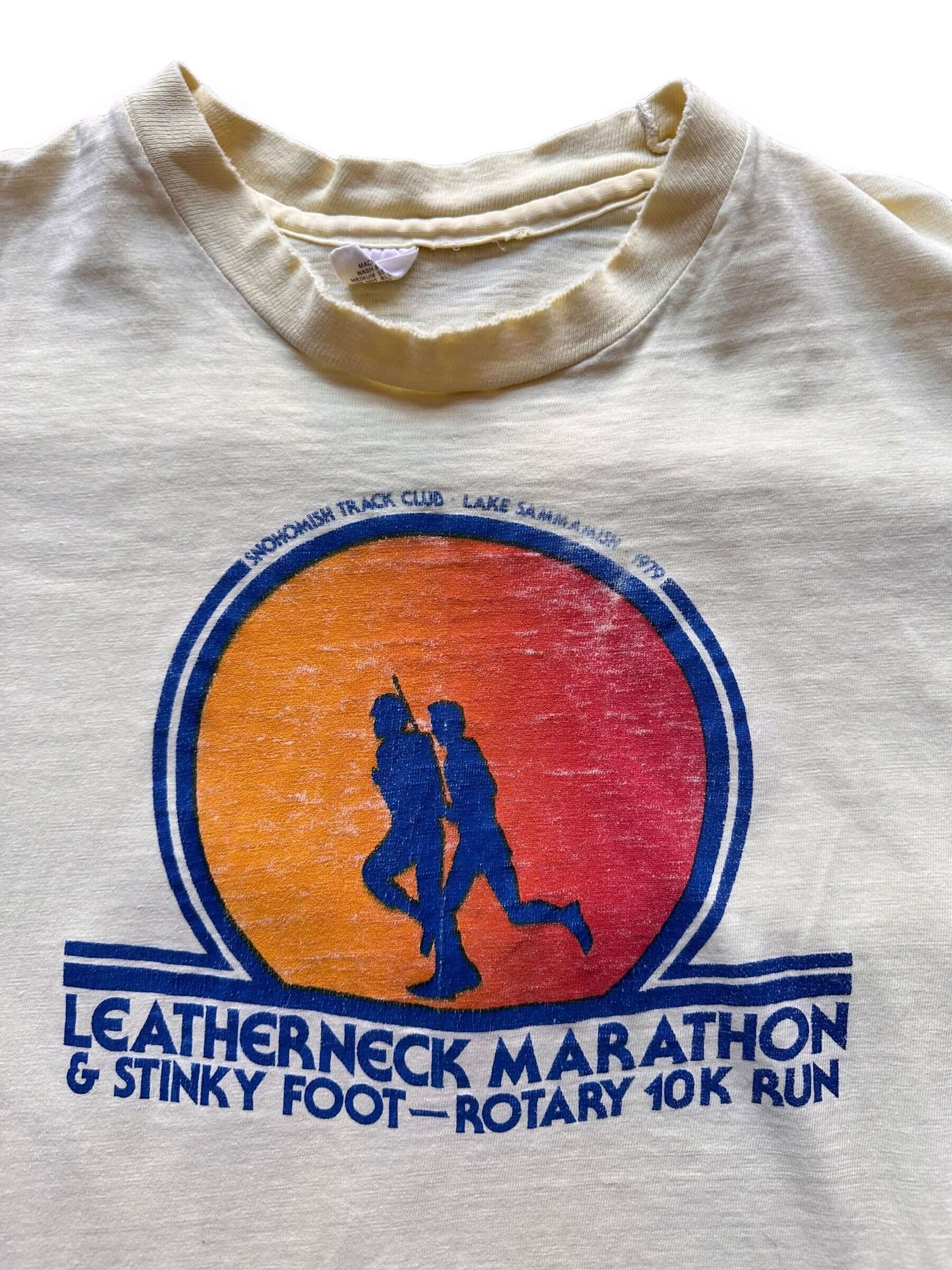 front close up of Vintage Leatherneck Marathon Tee SZ M