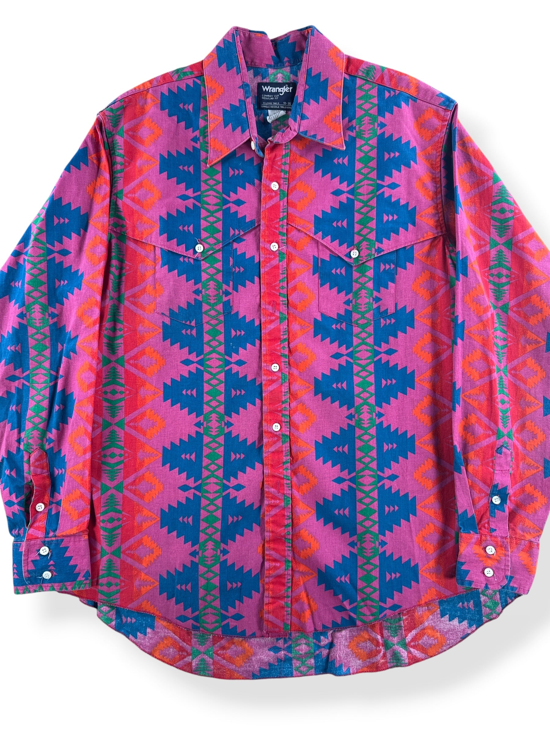 Front Close Up of Vintage Wrangler Cape Brushpopper Shirt SZ XL
