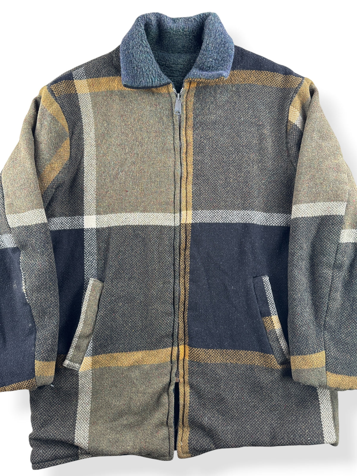 Close-up of Vintage 60s/70s Fleece Lined Wool Jacket SZ L