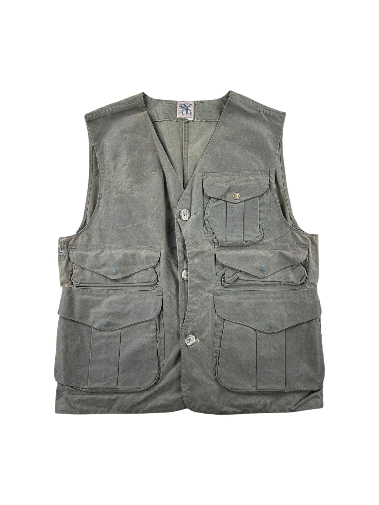 Front of Vintage 90s Filson Tin Cloth Hunting Vest SZ L