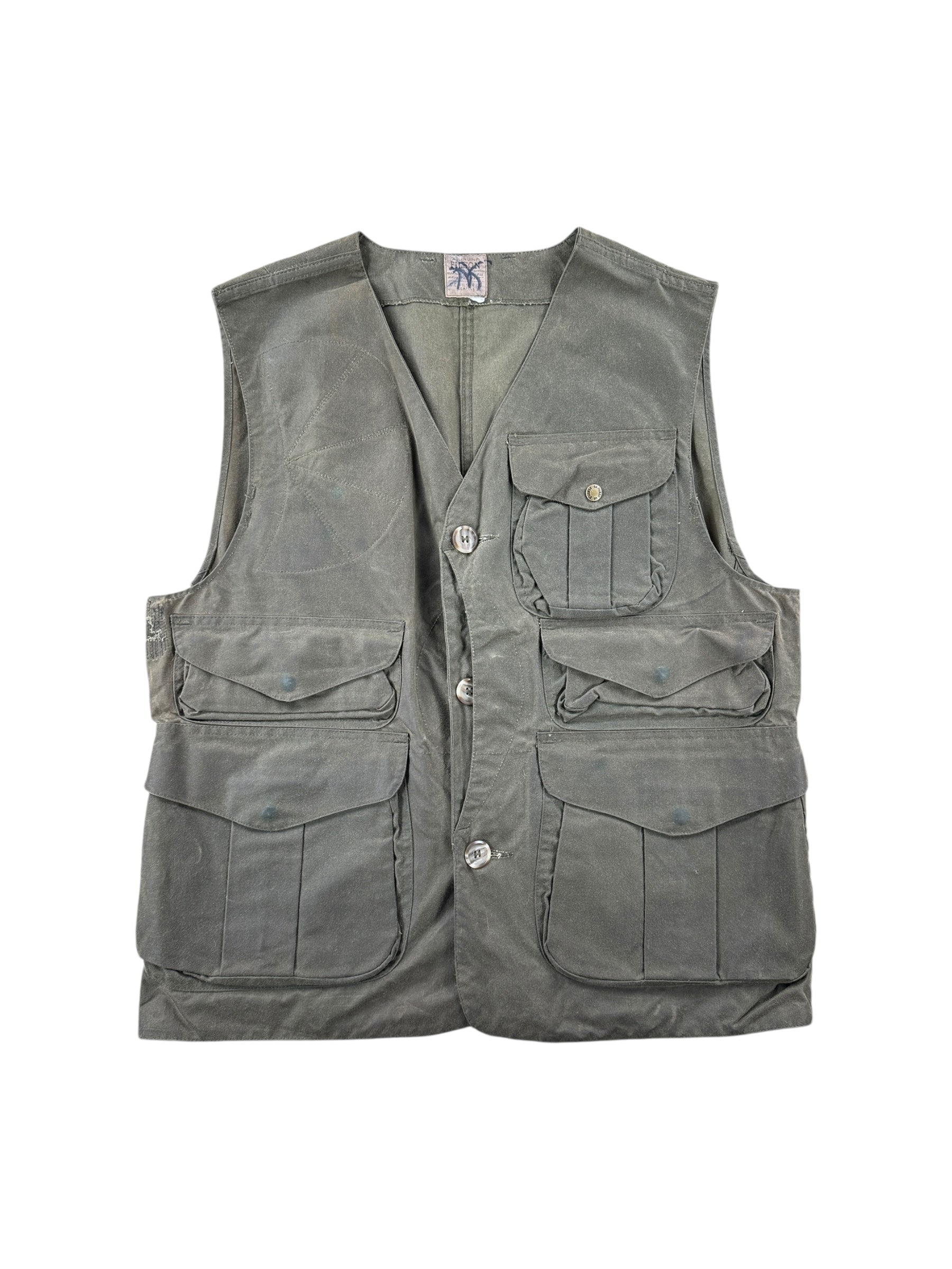 Front of Vintage 90s Filson Tin Cloth Hunting Vest SZ L