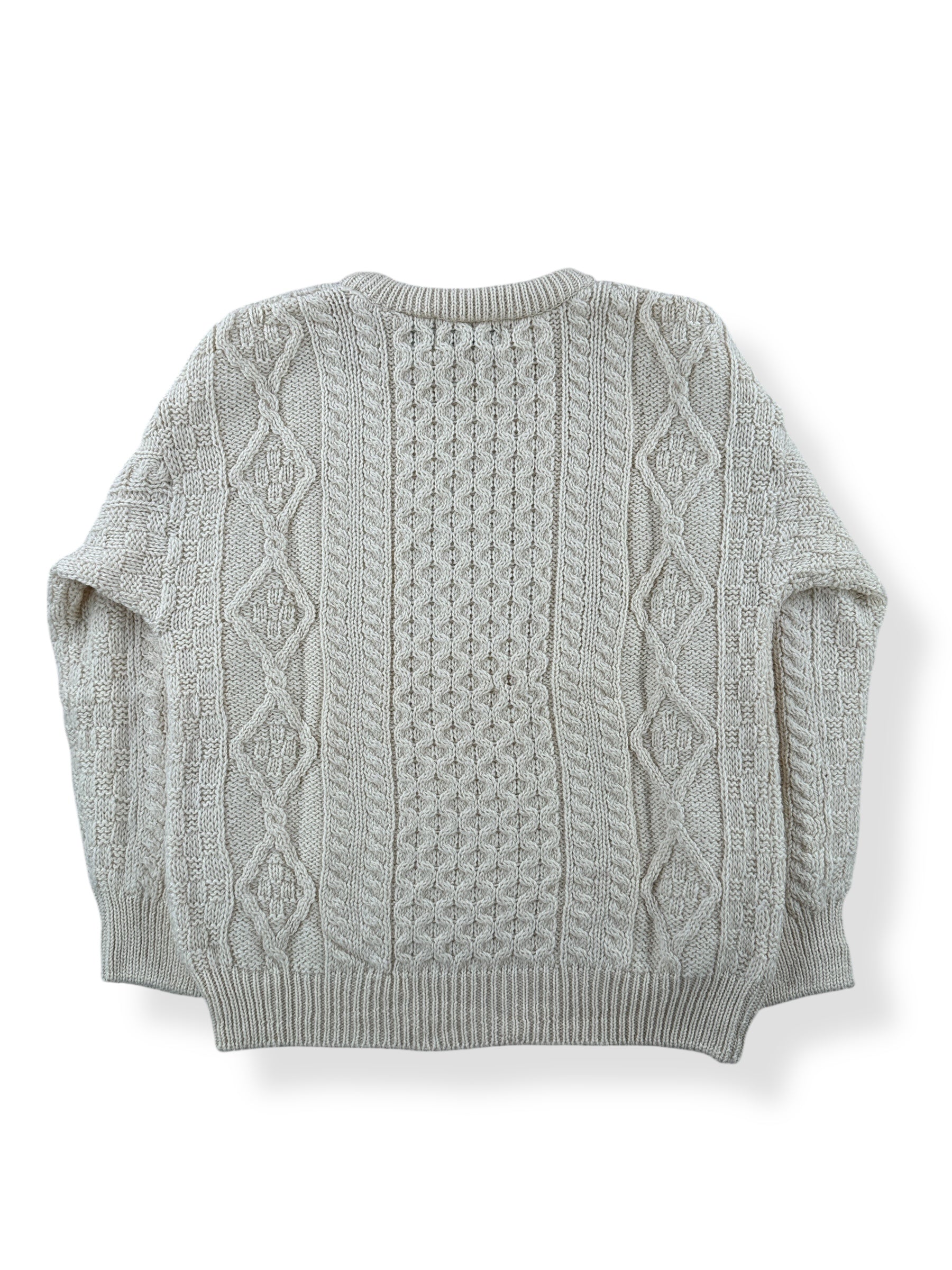 Back of Vintage Aran Crafts Cable Knit Wool Sweater SZ M