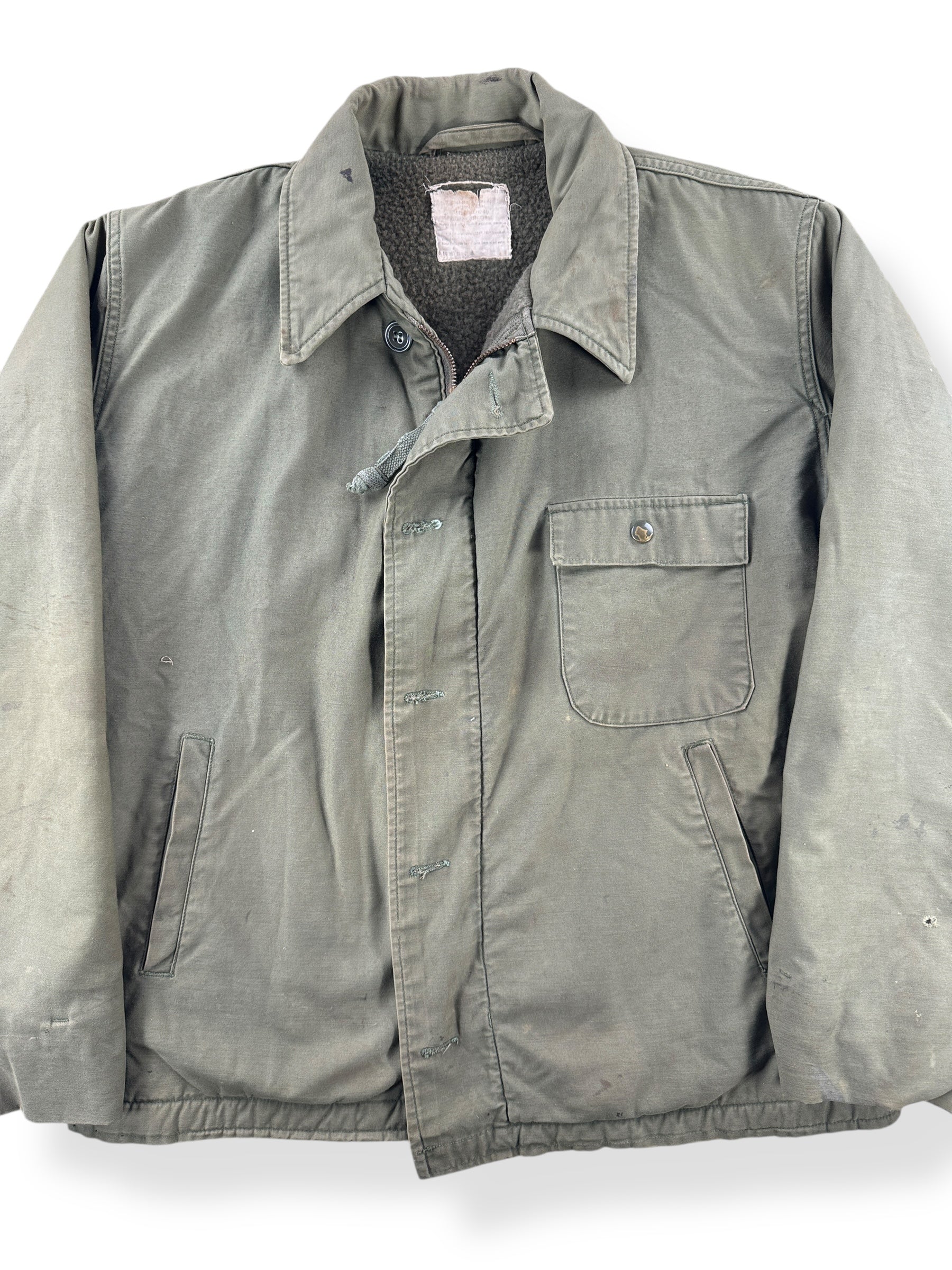 Front Close Up of Vintage A-2 Deck Jacket SZ L
