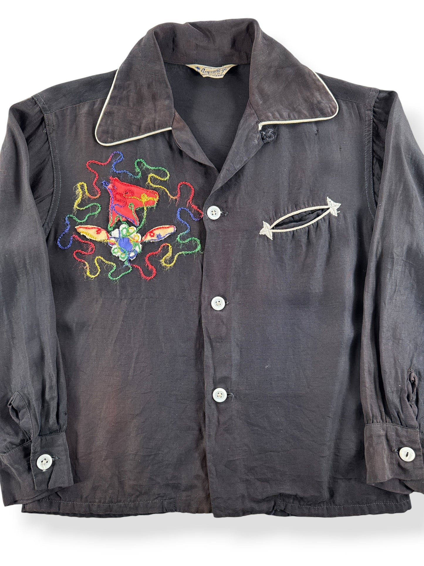 Front Close Up of Vintage Boyville Kids Western Top SZ 10 - AS IS