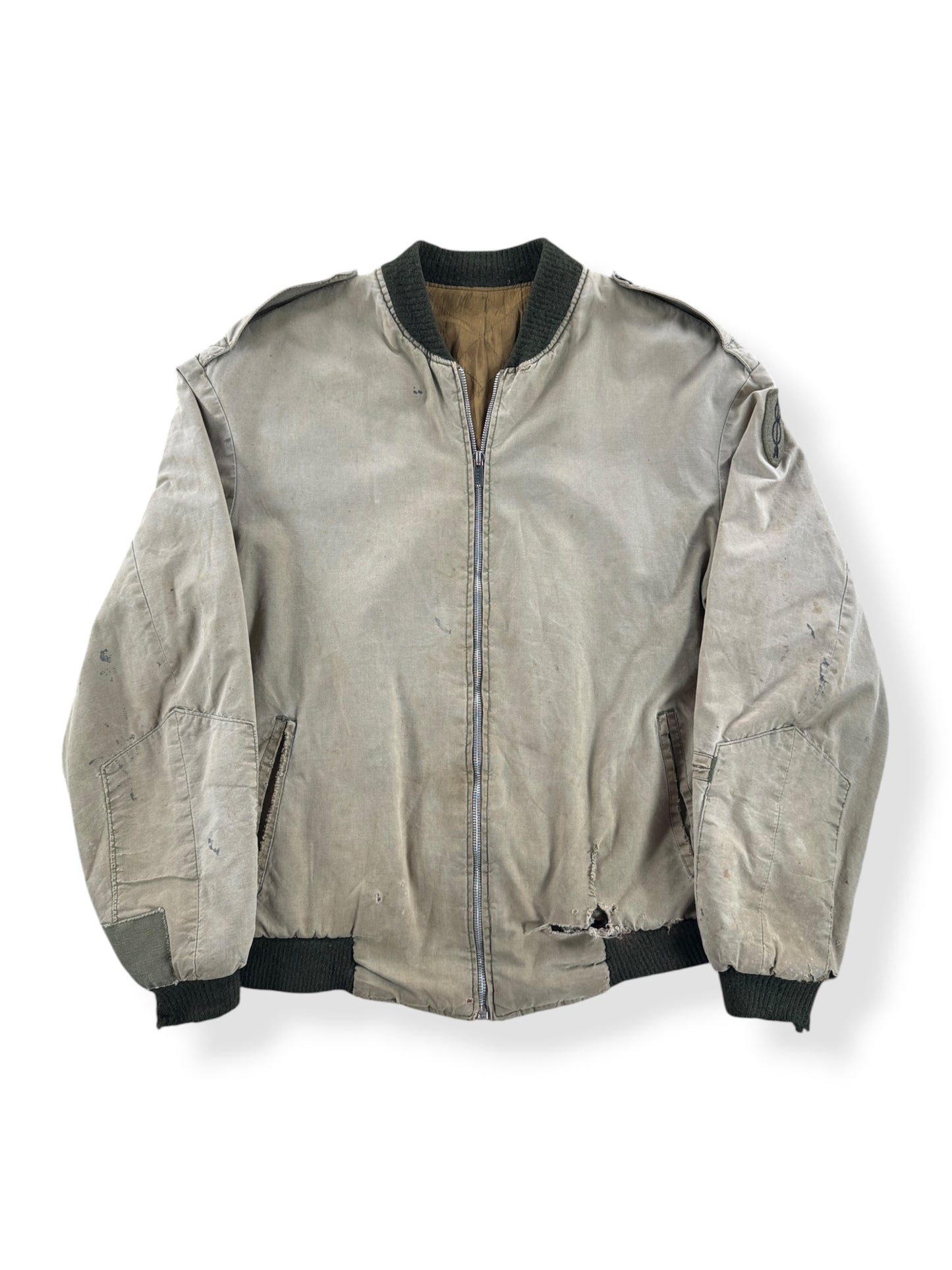 Front of Vintage Canvas Bomber Jacket SZ L - AS IS