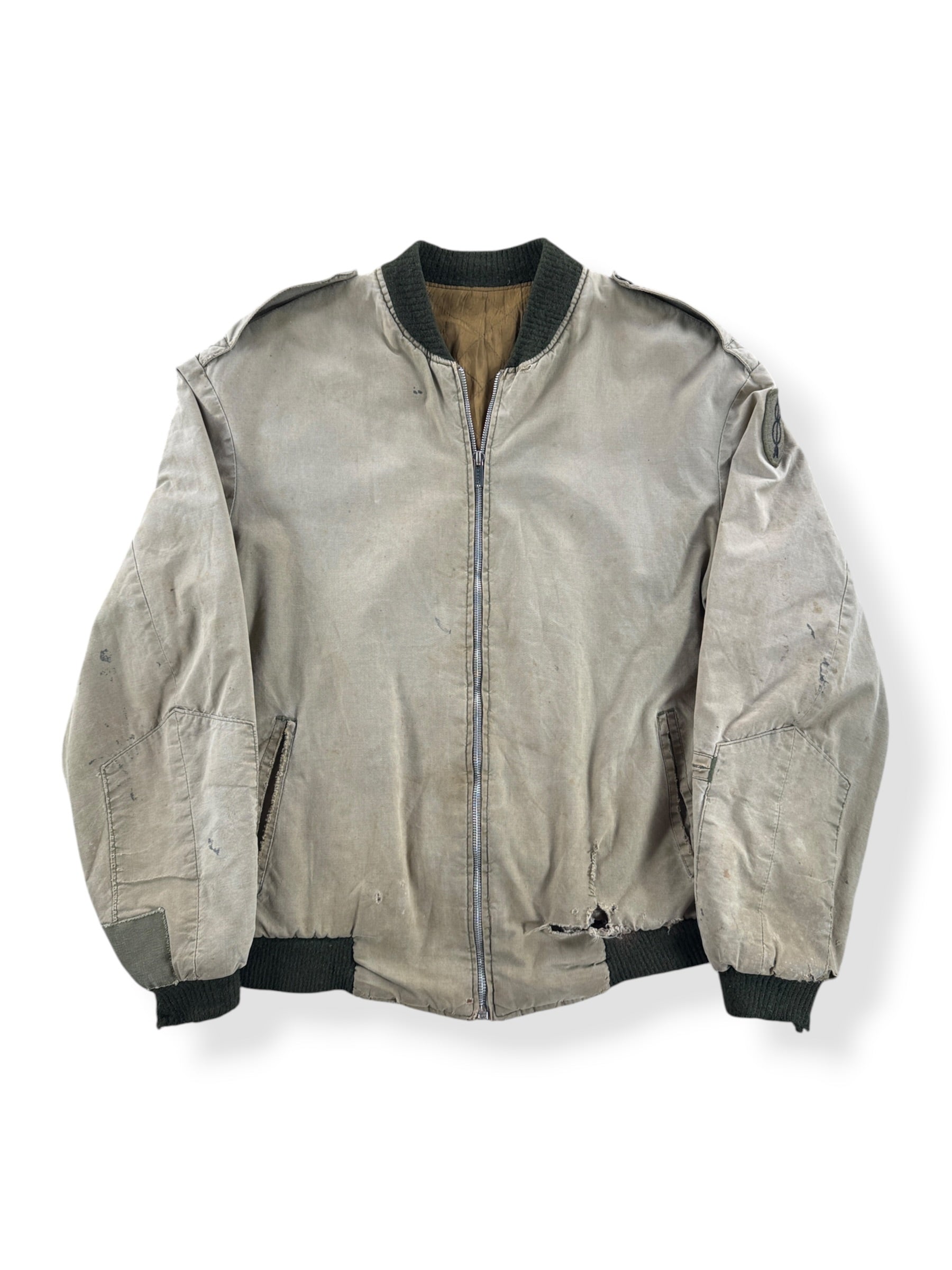 Front of Vintage Canvas Bomber Jacket SZ L - AS IS