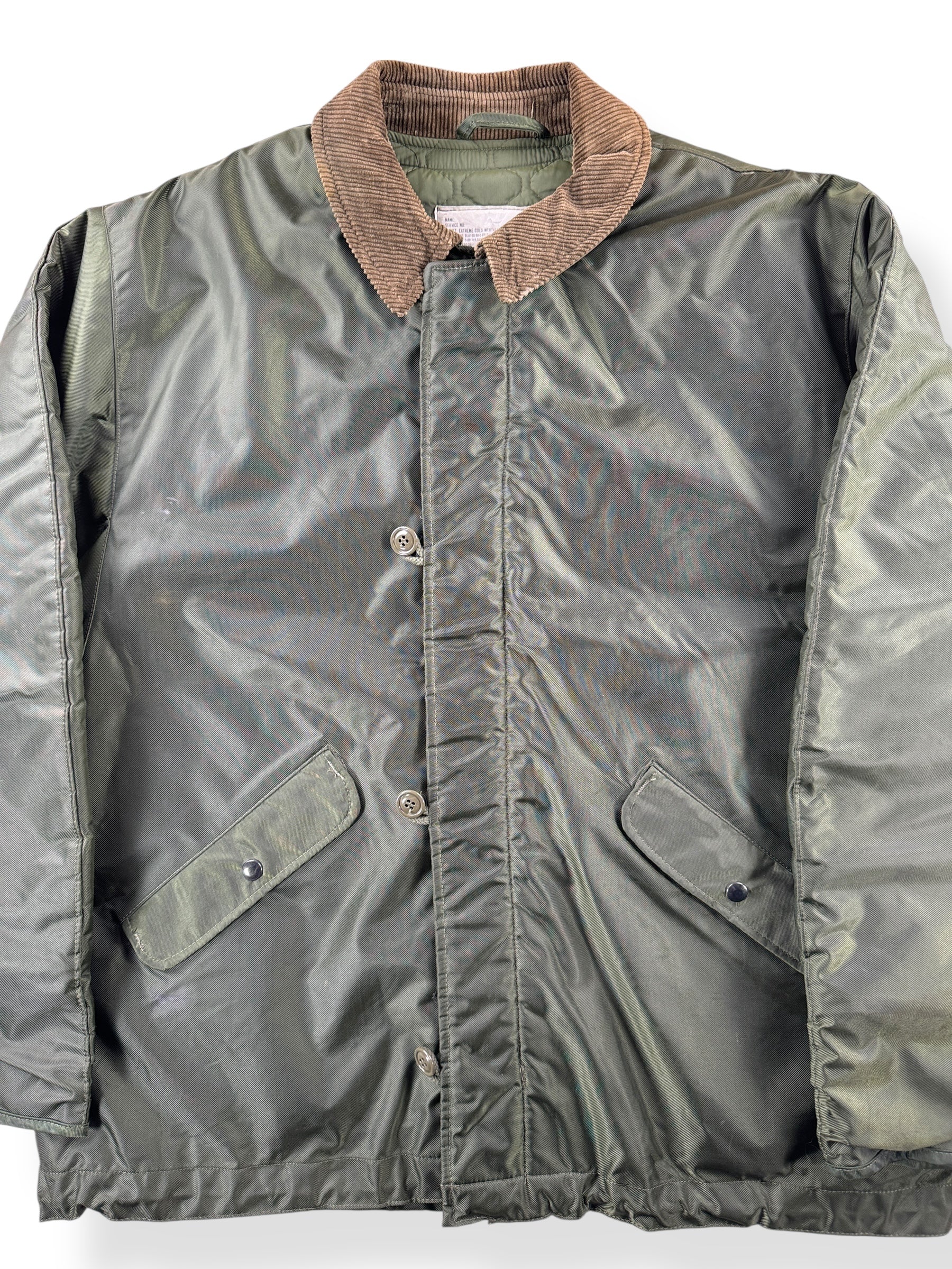 Front Close Up of Vintage Extreme Cold Weather Military Jacket SZ XL