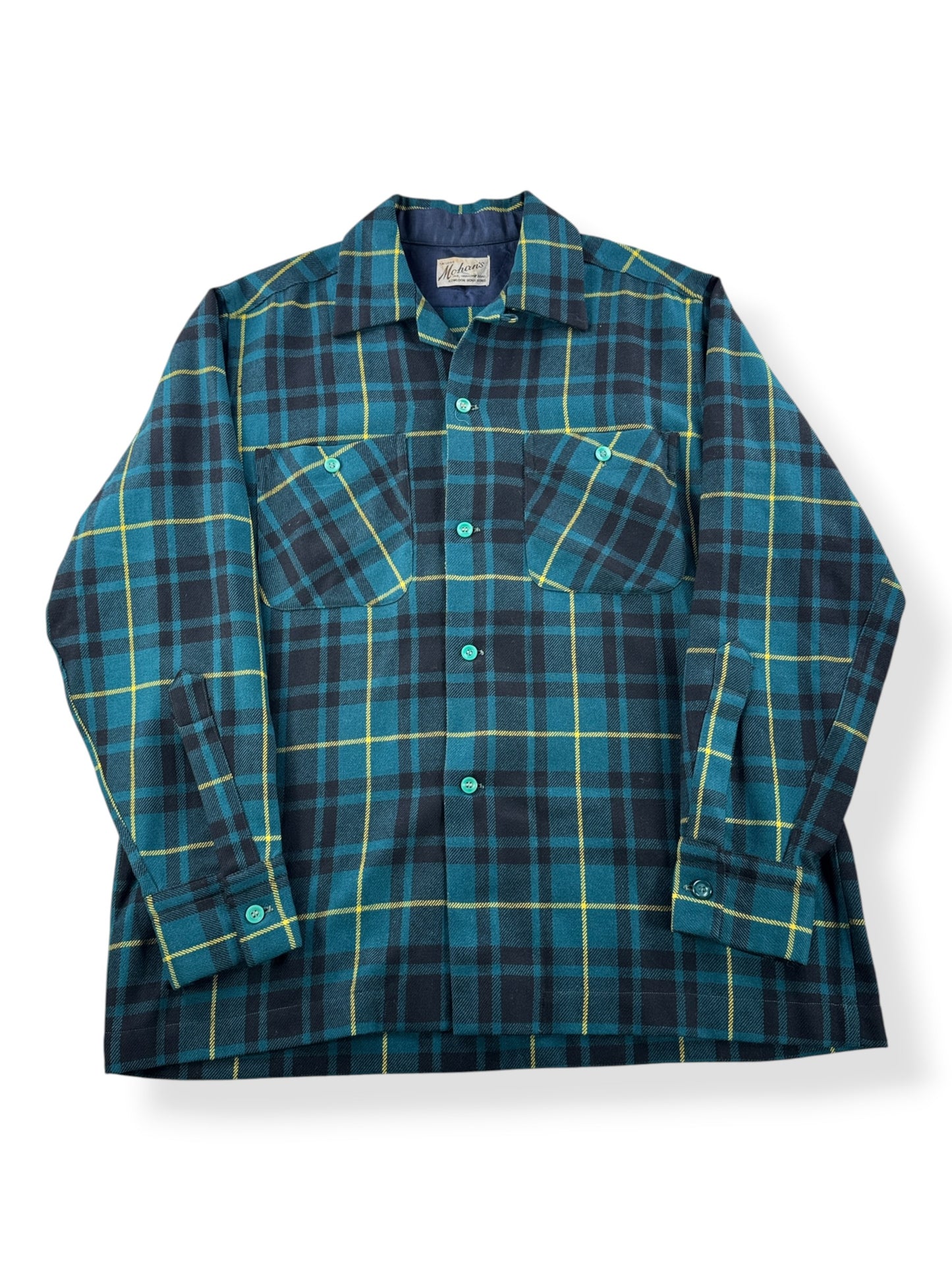 Front of Vintage 1960s Mohan's Wool Blend Loop Collar Shirt SZ L