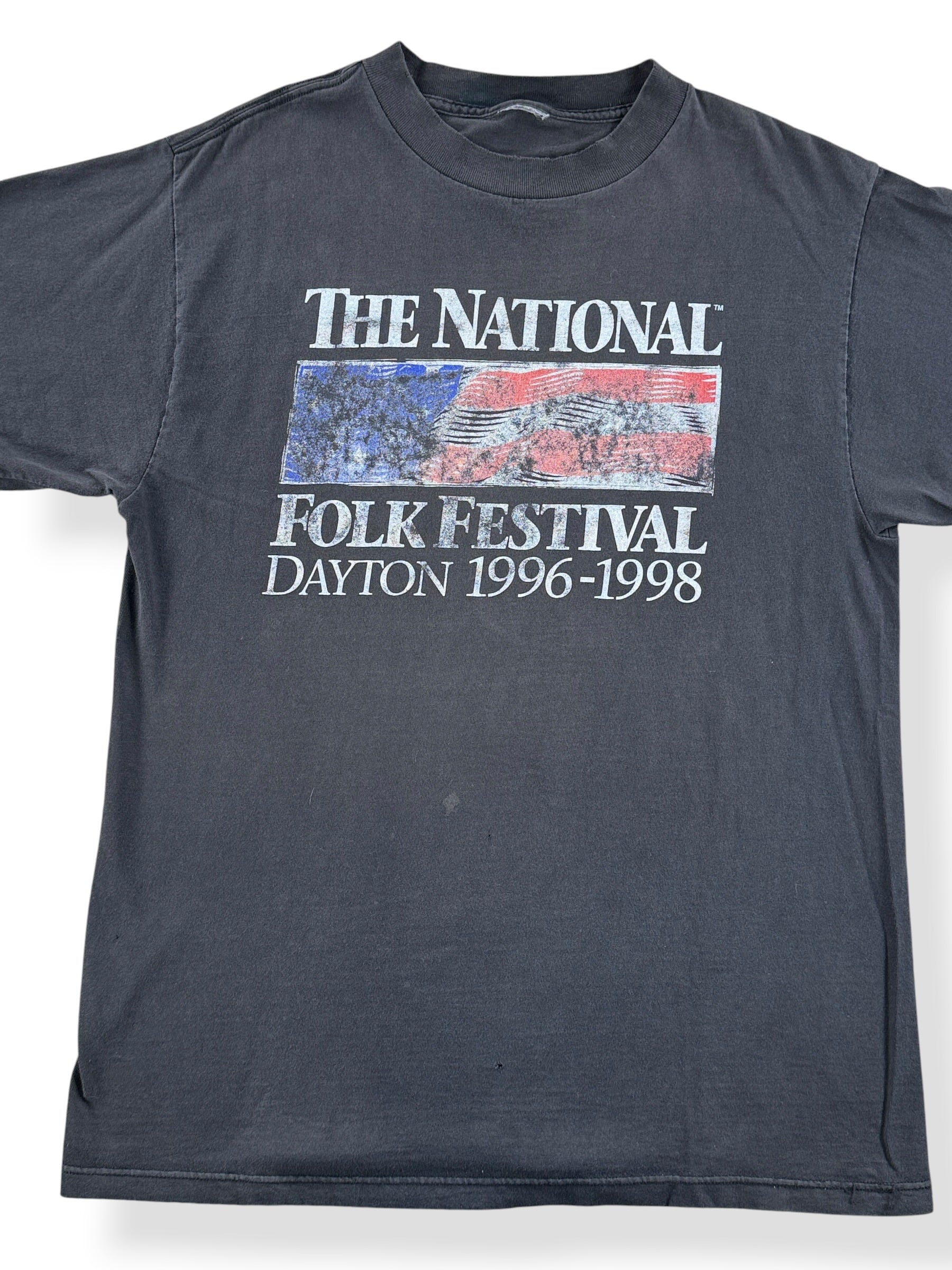 Front Close Up of Vintage The National Folk Festival 1996-1998 Tee SZ L