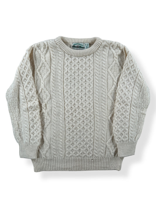 Front of Vintage Aran Crafts Cable Knit Wool Sweater SZ M