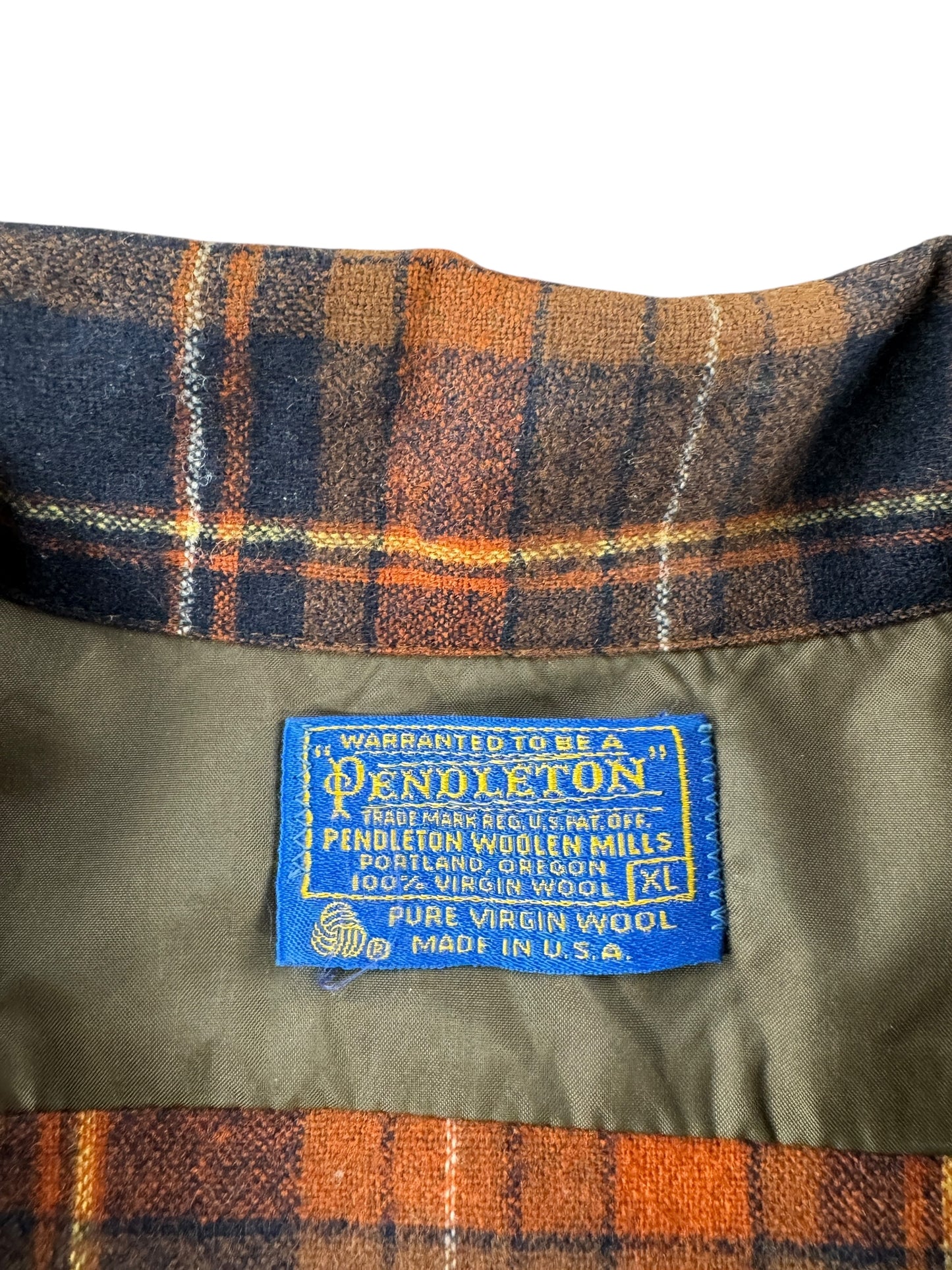 Tag on Vintage 60s Pendleton Loop Collar Board Shirt SZ XL