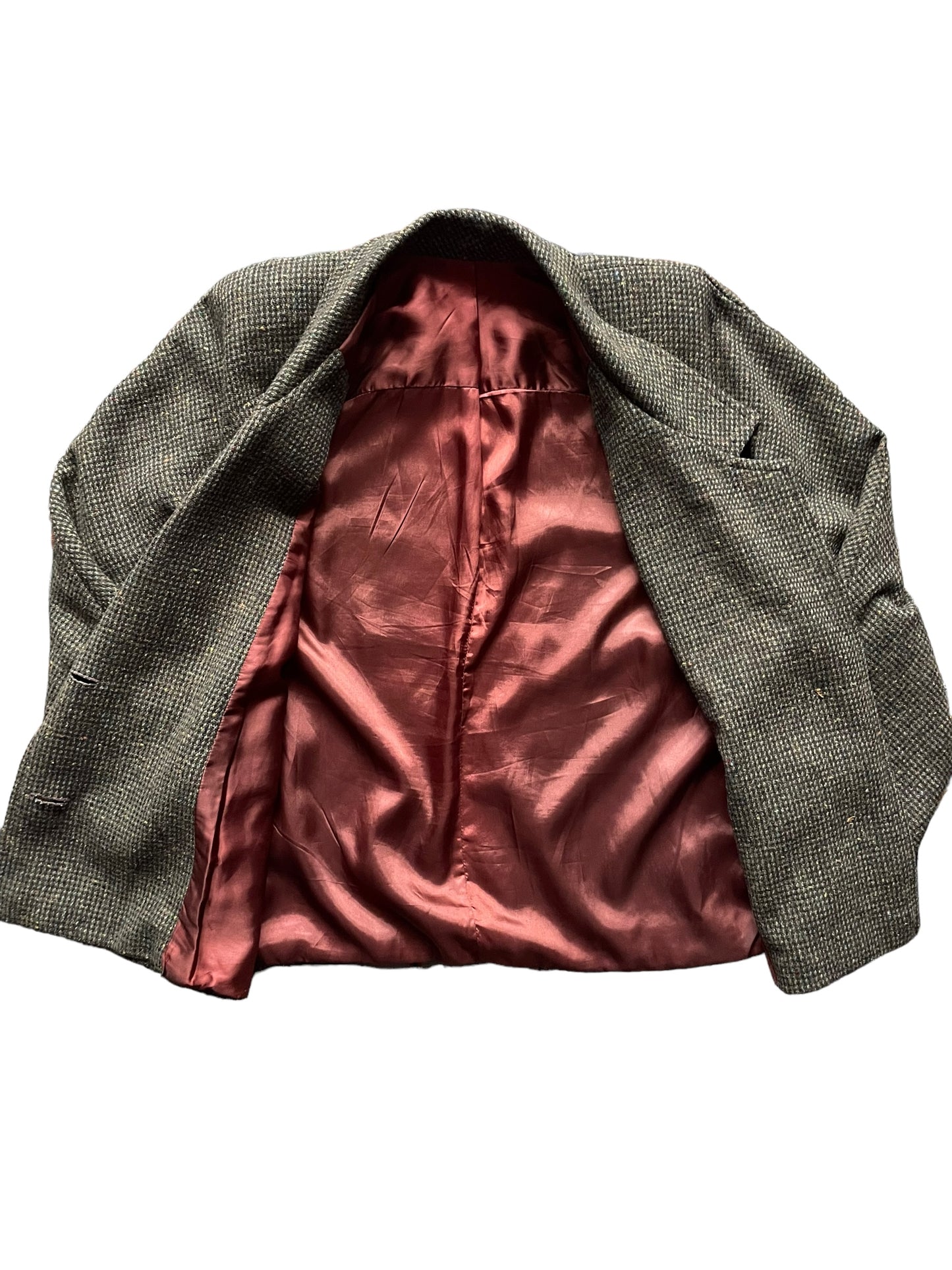 Open coat view of Vintage 1940s Tweed Boxy Blazer SZ L | Seattle True Vintage | Barn Owl Vintage Coats