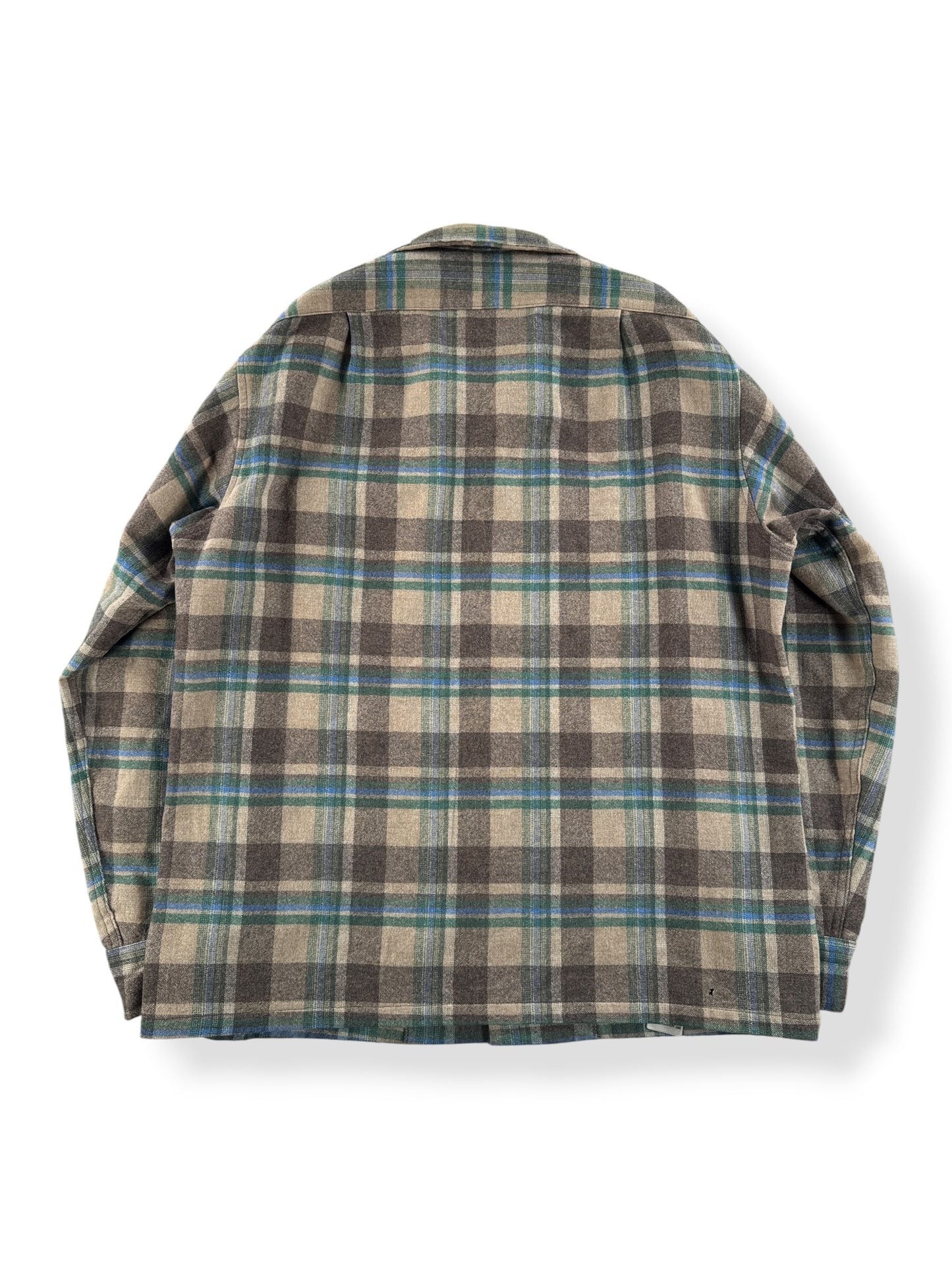 Back of Vintage Brown & Green Pendleton Board Shirt SZ L - AS IS